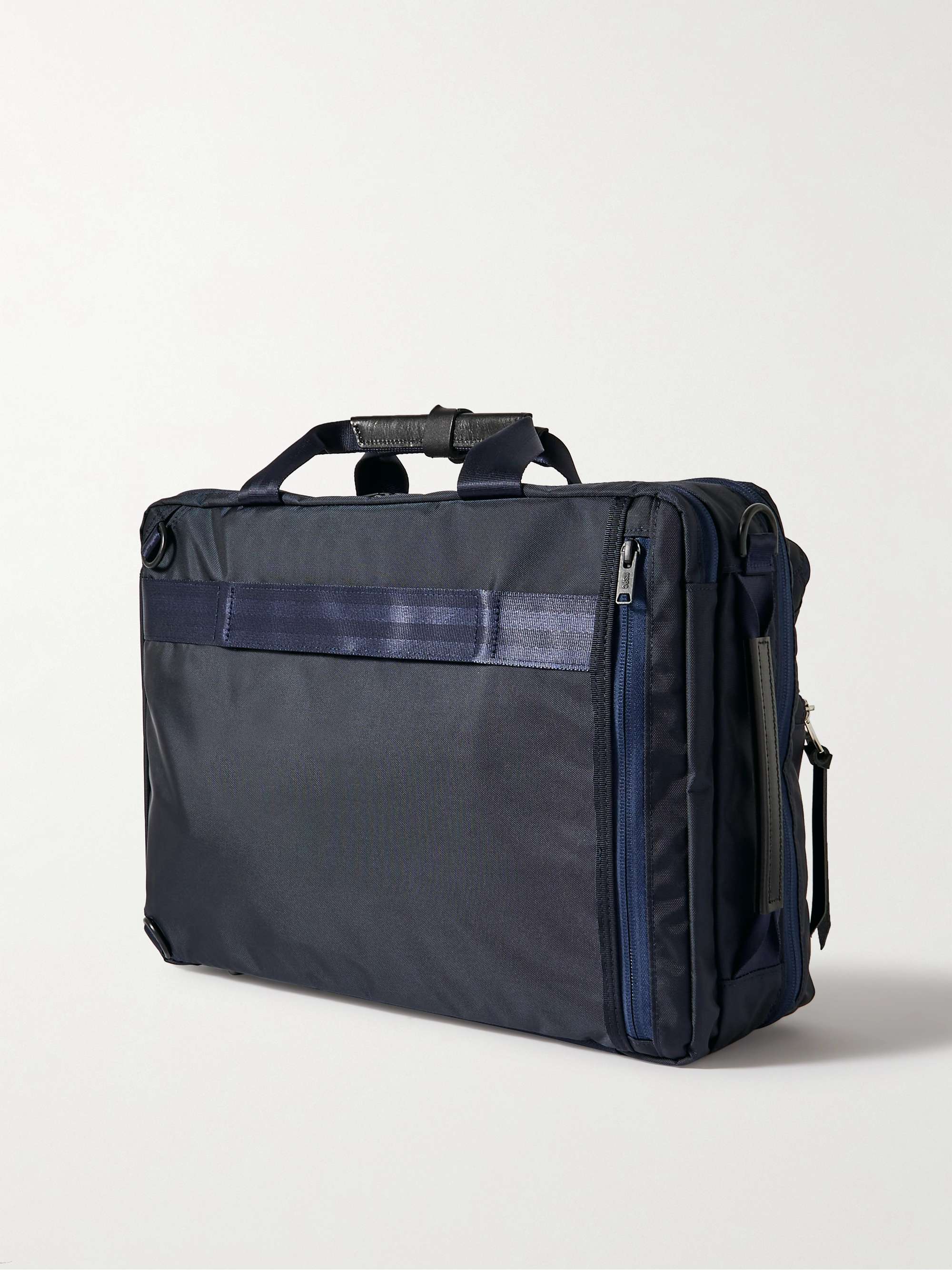 MASTER-PIECE Convertible Leather-Trimmed Nylon Messenger Bag