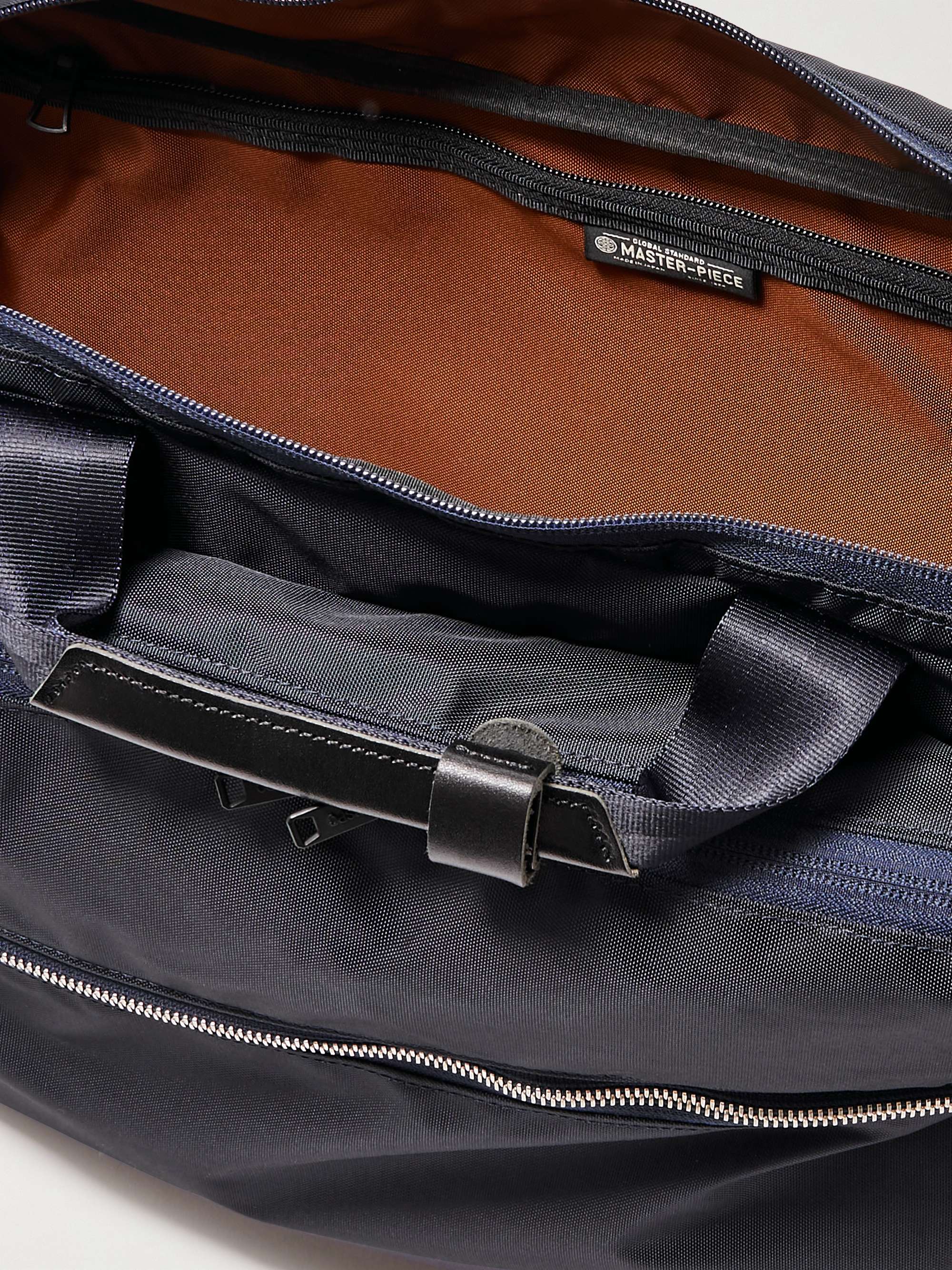 MASTER-PIECE Convertible Leather-Trimmed Nylon Messenger Bag