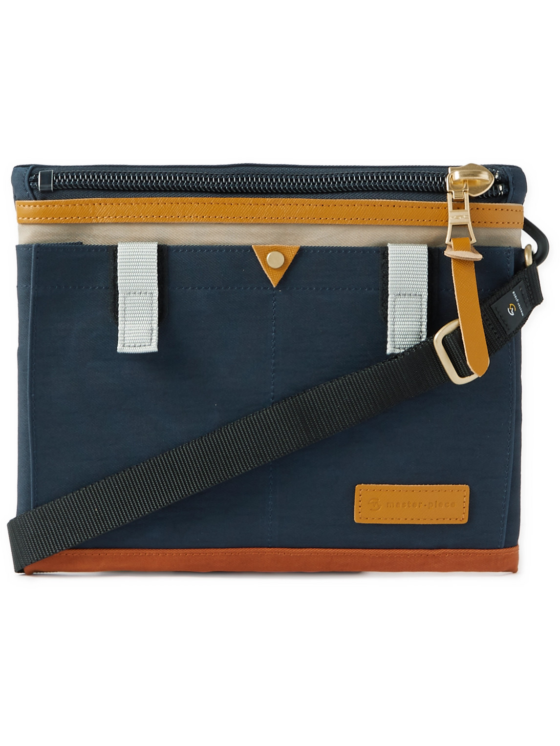 Master-piece Link Sakosh Leather-trimmed Nylon-twill Messenger Bag In Blue