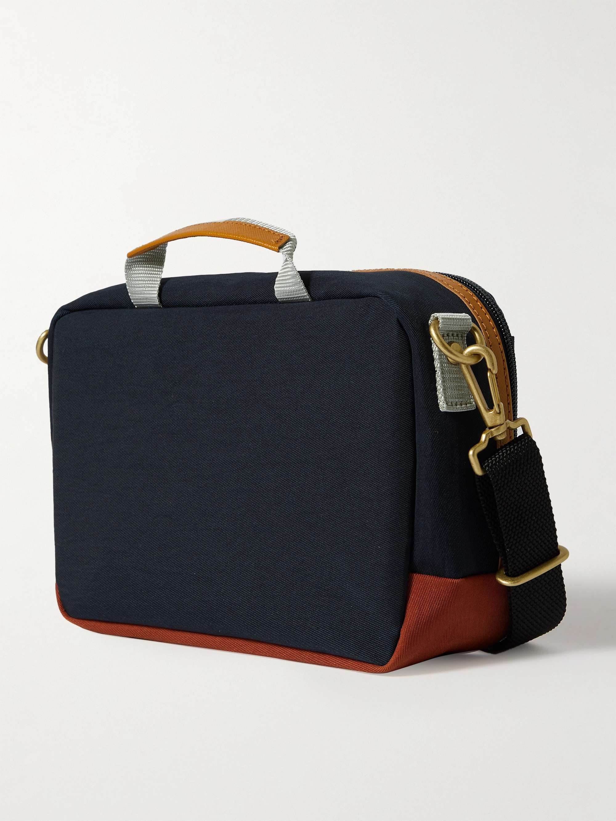 MASTER-PIECE Leather and Webbing-Trimmed Nylon-Twill Messenger Bag