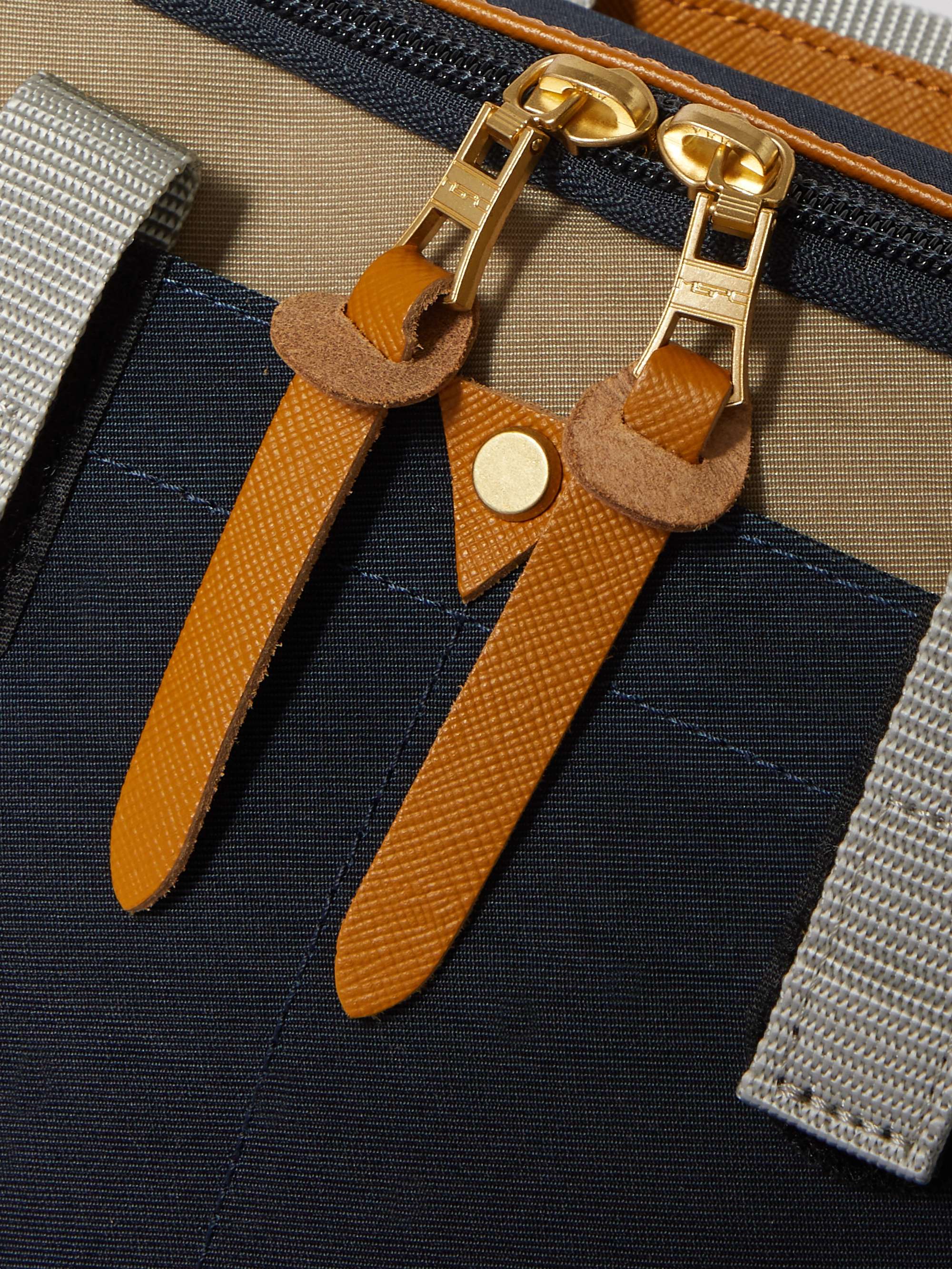 MASTER-PIECE Leather and Webbing-Trimmed Nylon-Twill Messenger Bag