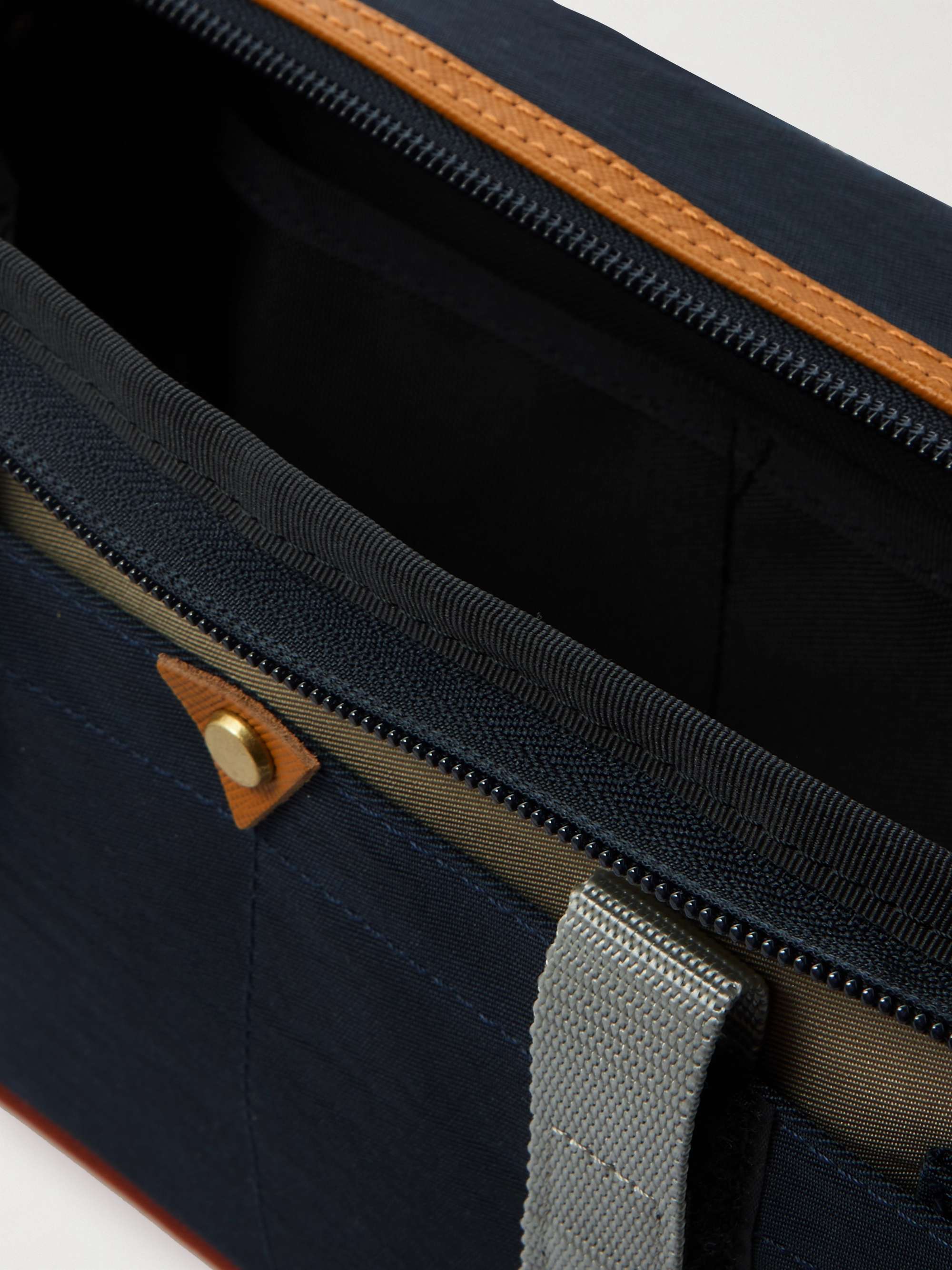 MASTER-PIECE Leather and Webbing-Trimmed Nylon-Twill Messenger Bag