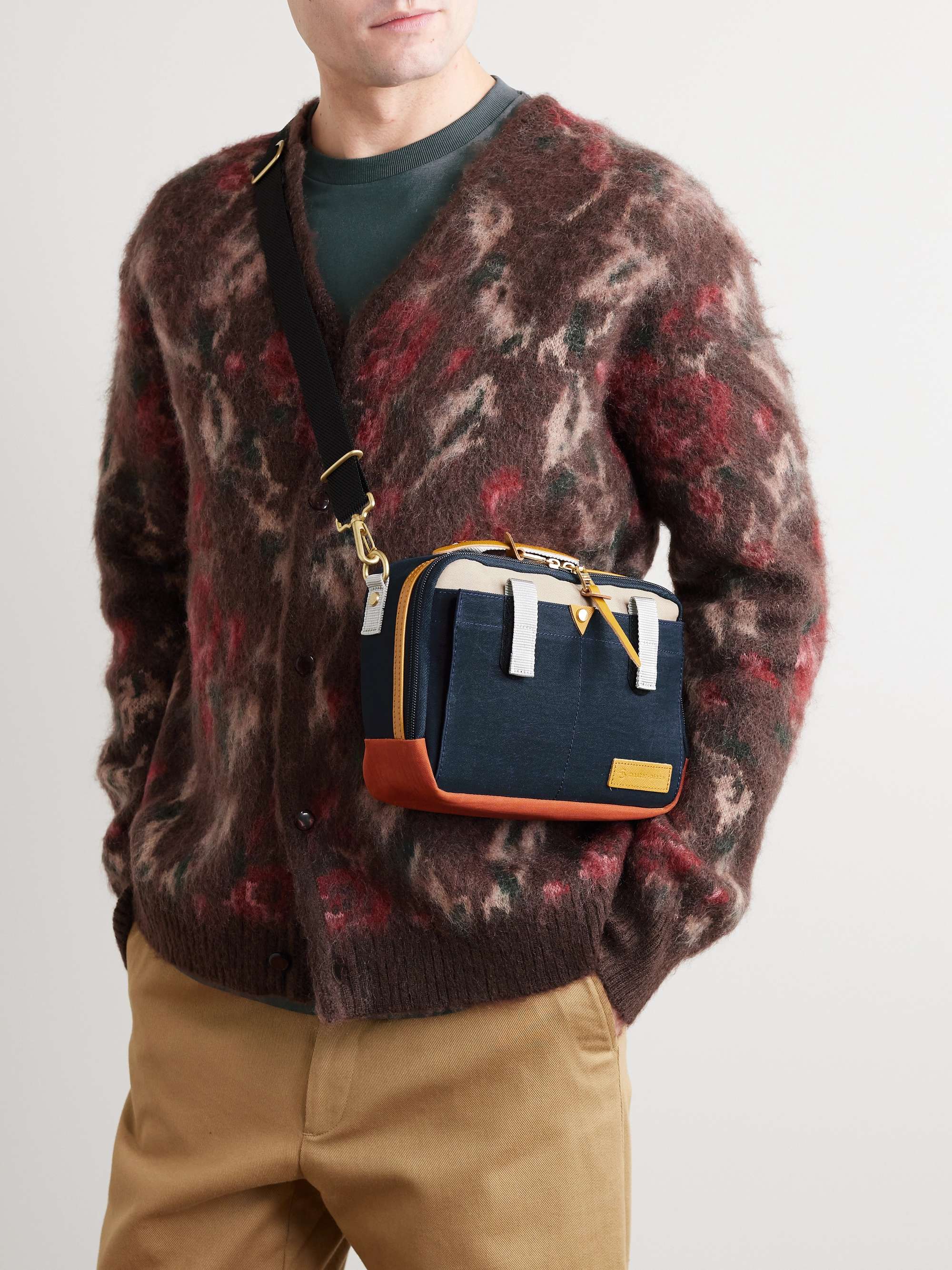 MASTER-PIECE Leather and Webbing-Trimmed Nylon-Twill Messenger Bag