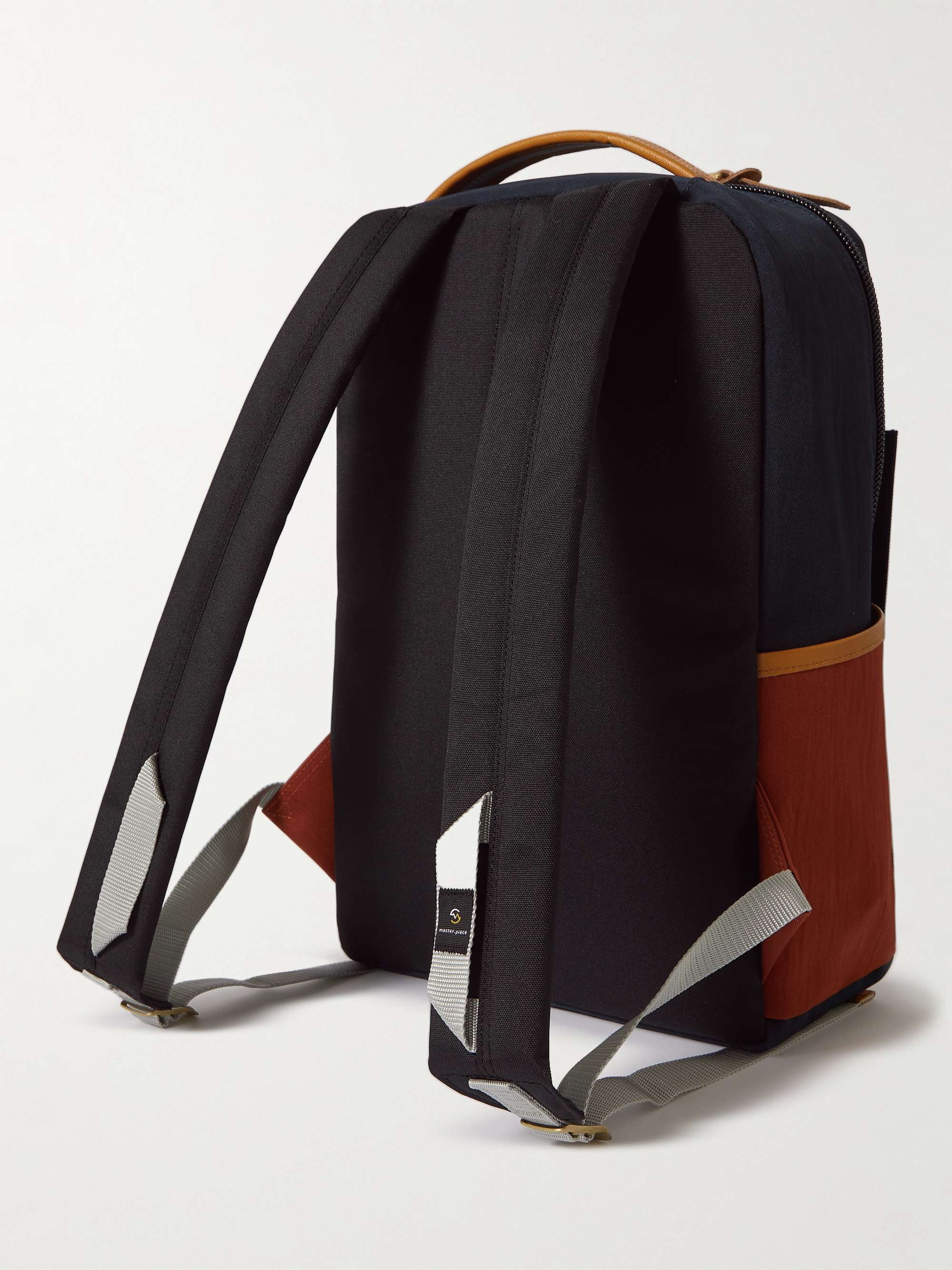 MASTER-PIECE Link Colour-Block Leather and Webbing-Trimmed Nylon Backpack