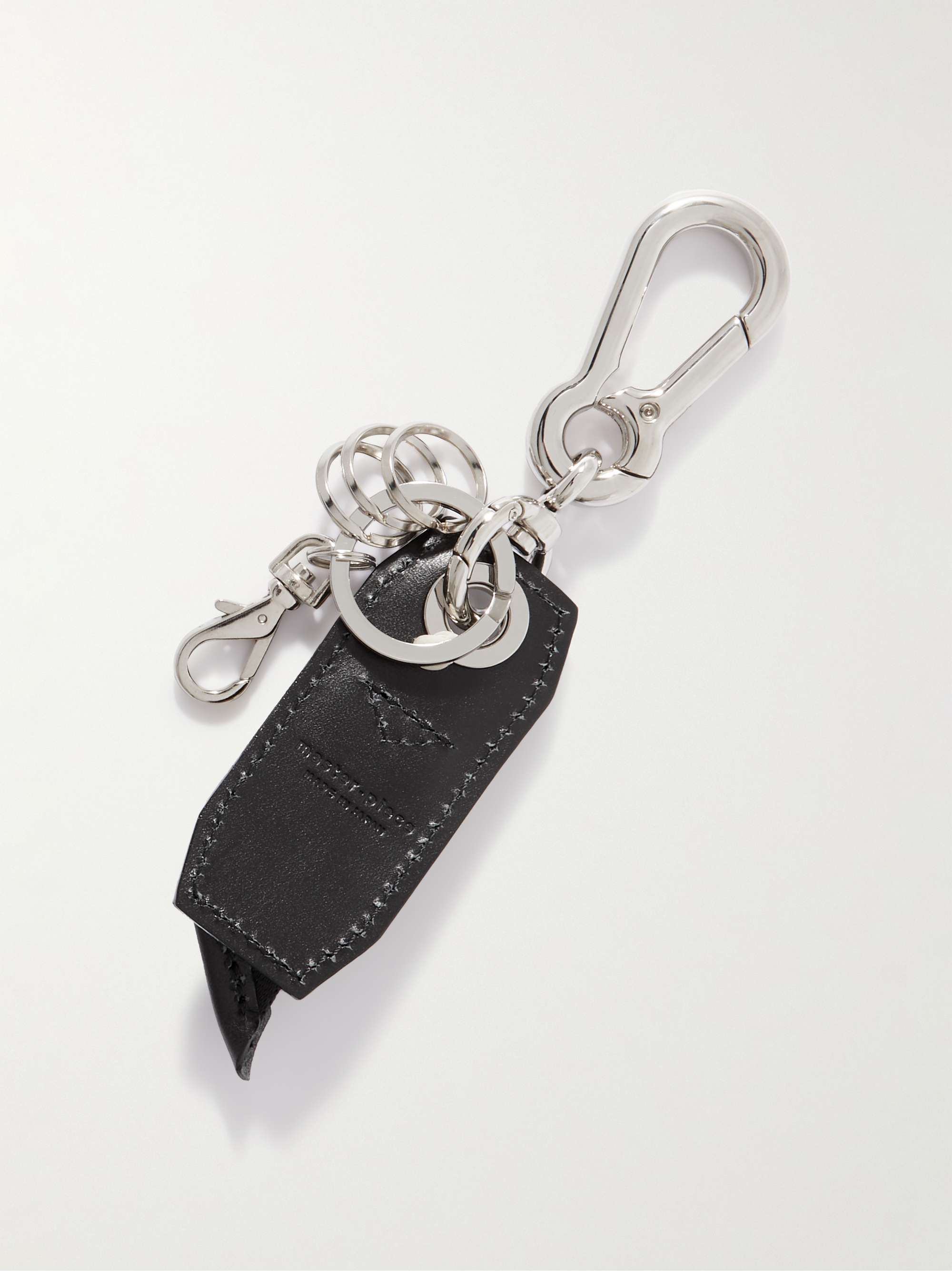 MASTER-PIECE Silver and Gold-Tone Leather Key Ring