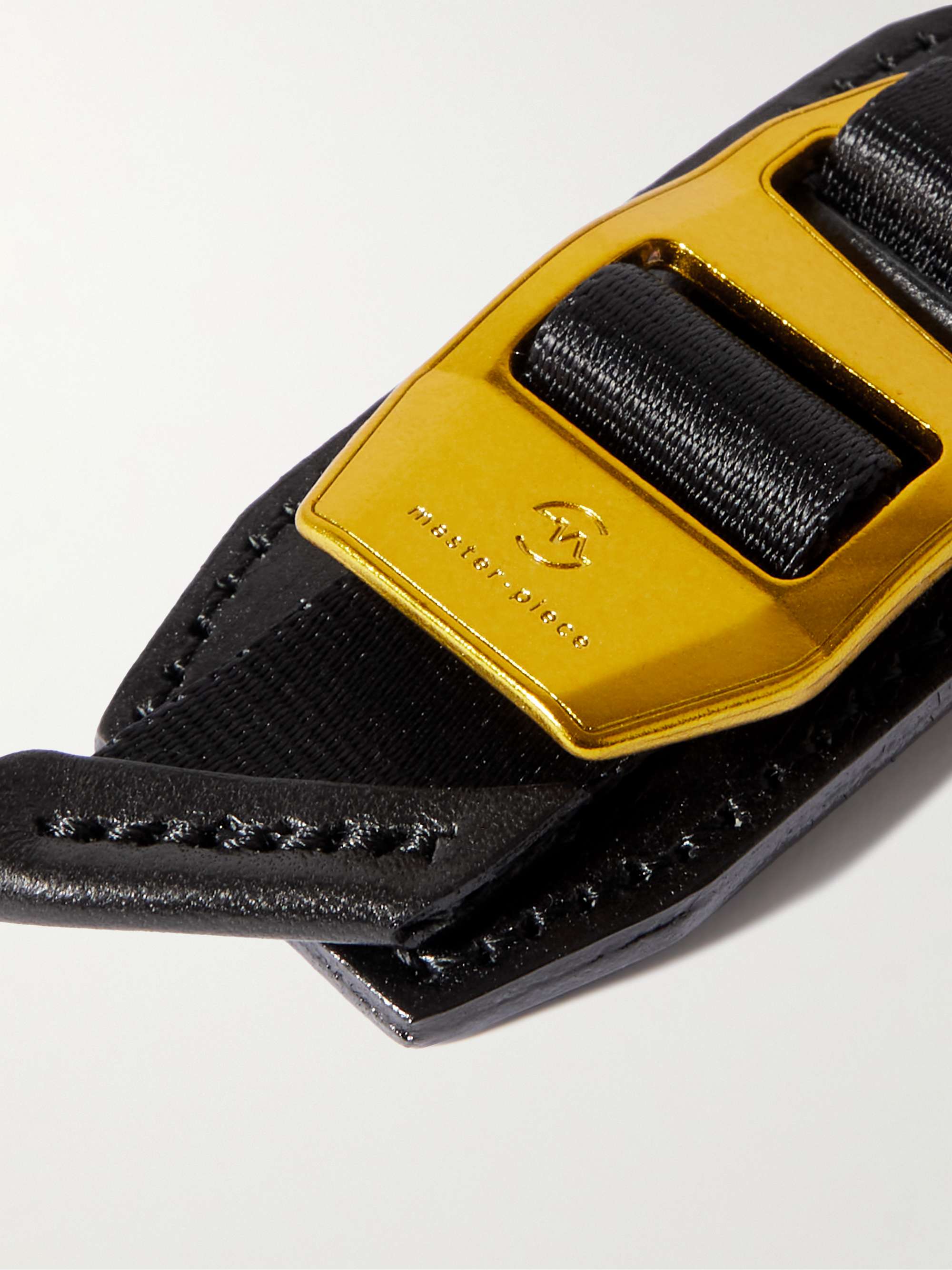 MASTER-PIECE Silver and Gold-Tone Leather Key Ring