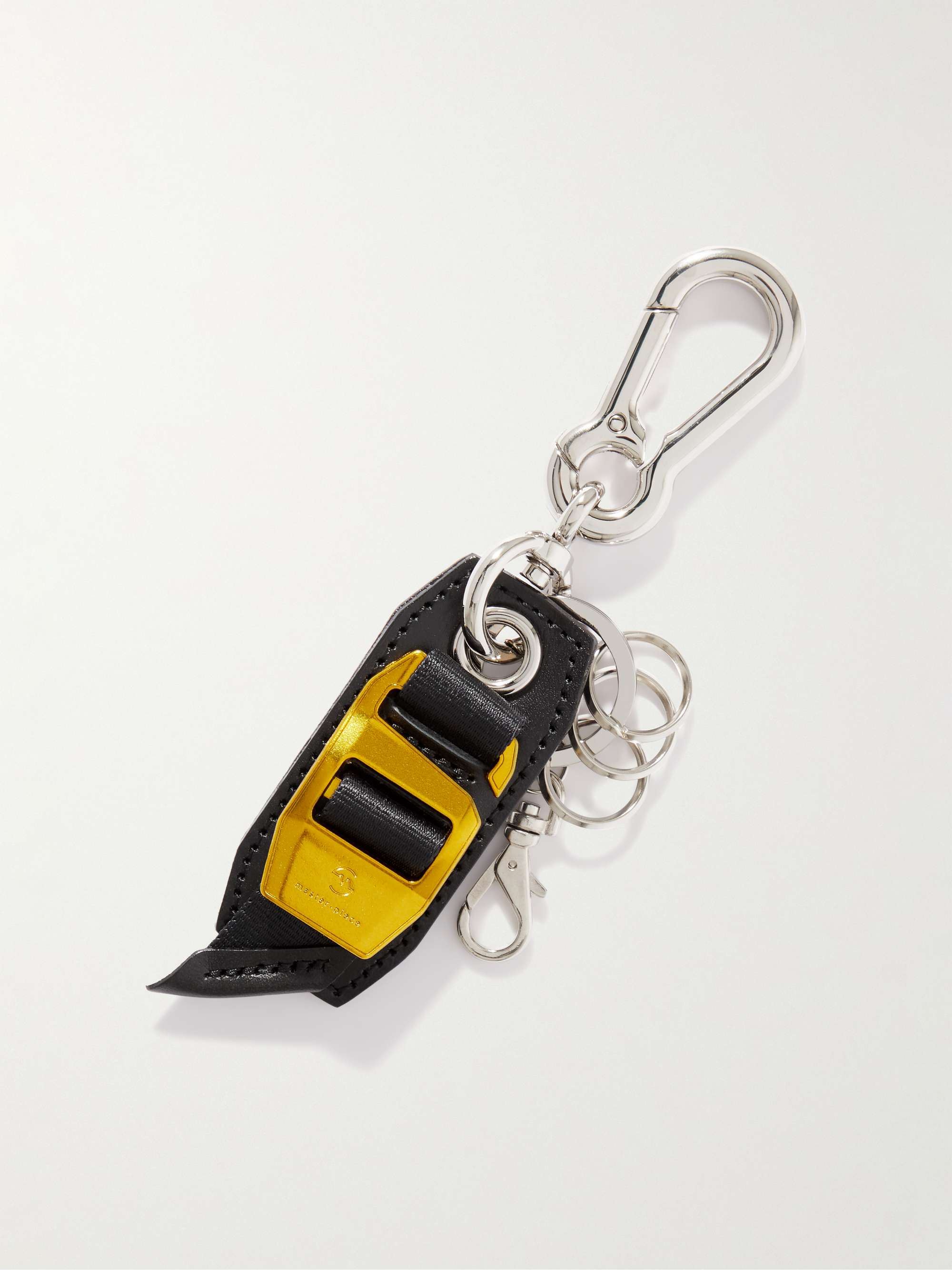 MASTER-PIECE Silver and Gold-Tone Leather Key Ring