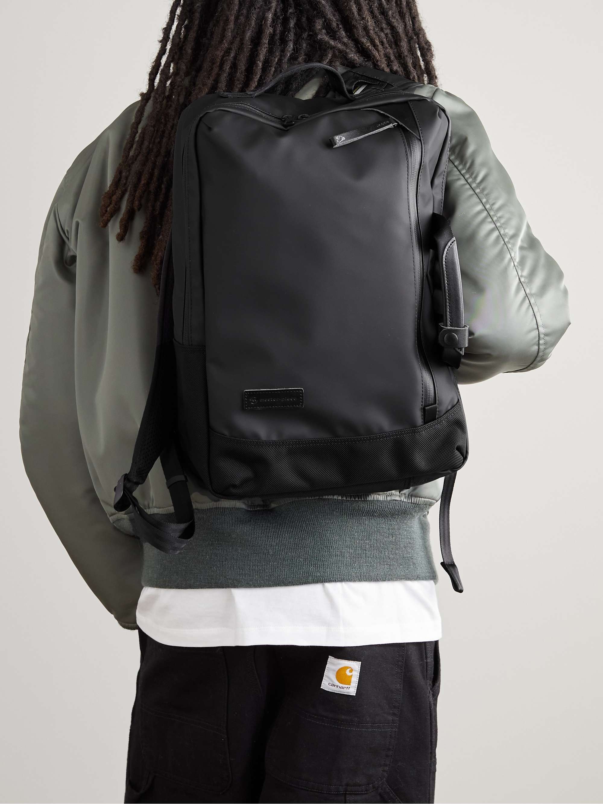 MASTER-PIECE Leather-Trimmed Nylon Backpack