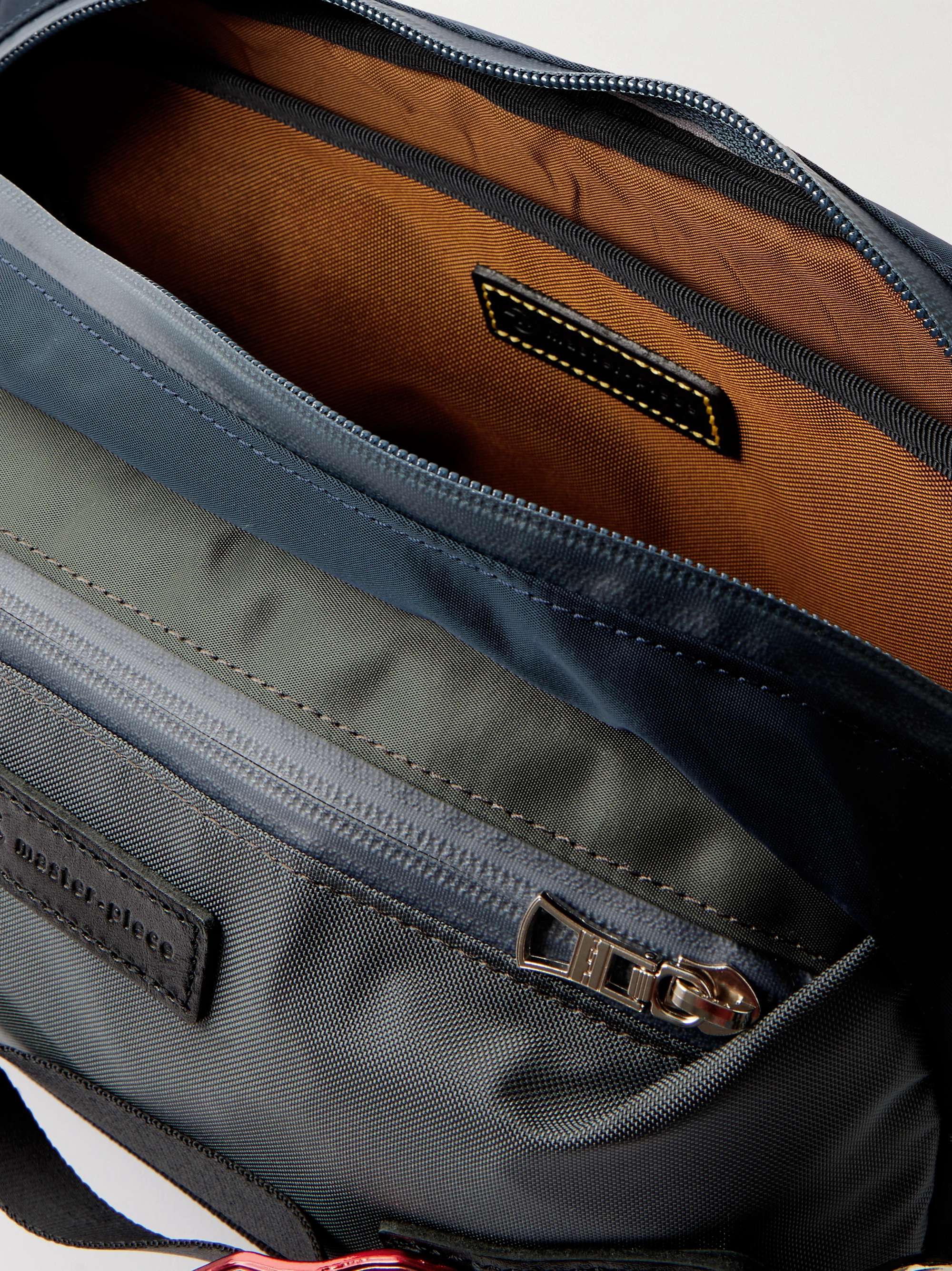 MASTER-PIECE Leather-Trimmed Nylon-Twill Belt Bag