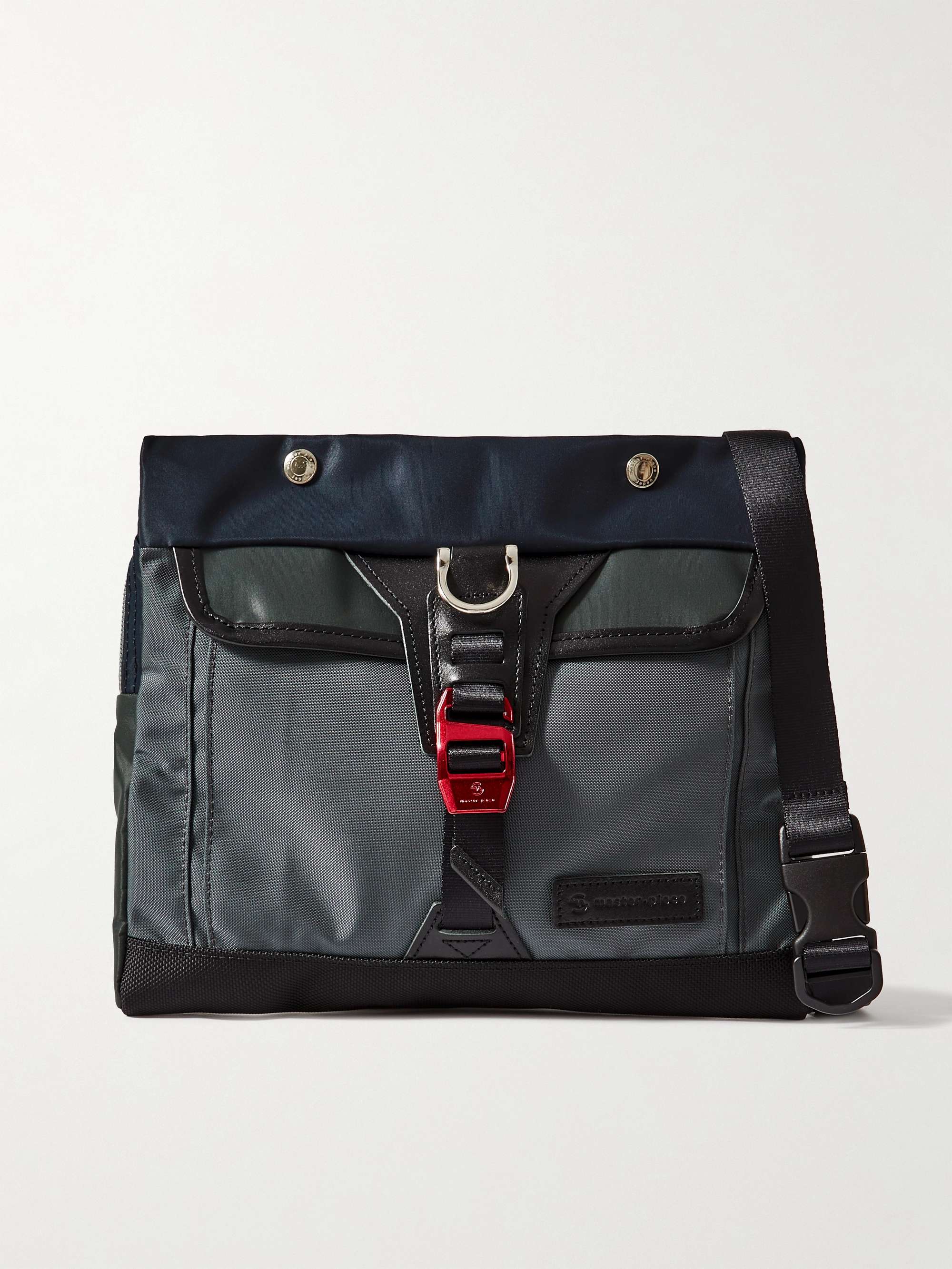 MASTER-PIECE Sakosh Leather-Trimmed Nylon-Twill Messenger Bag