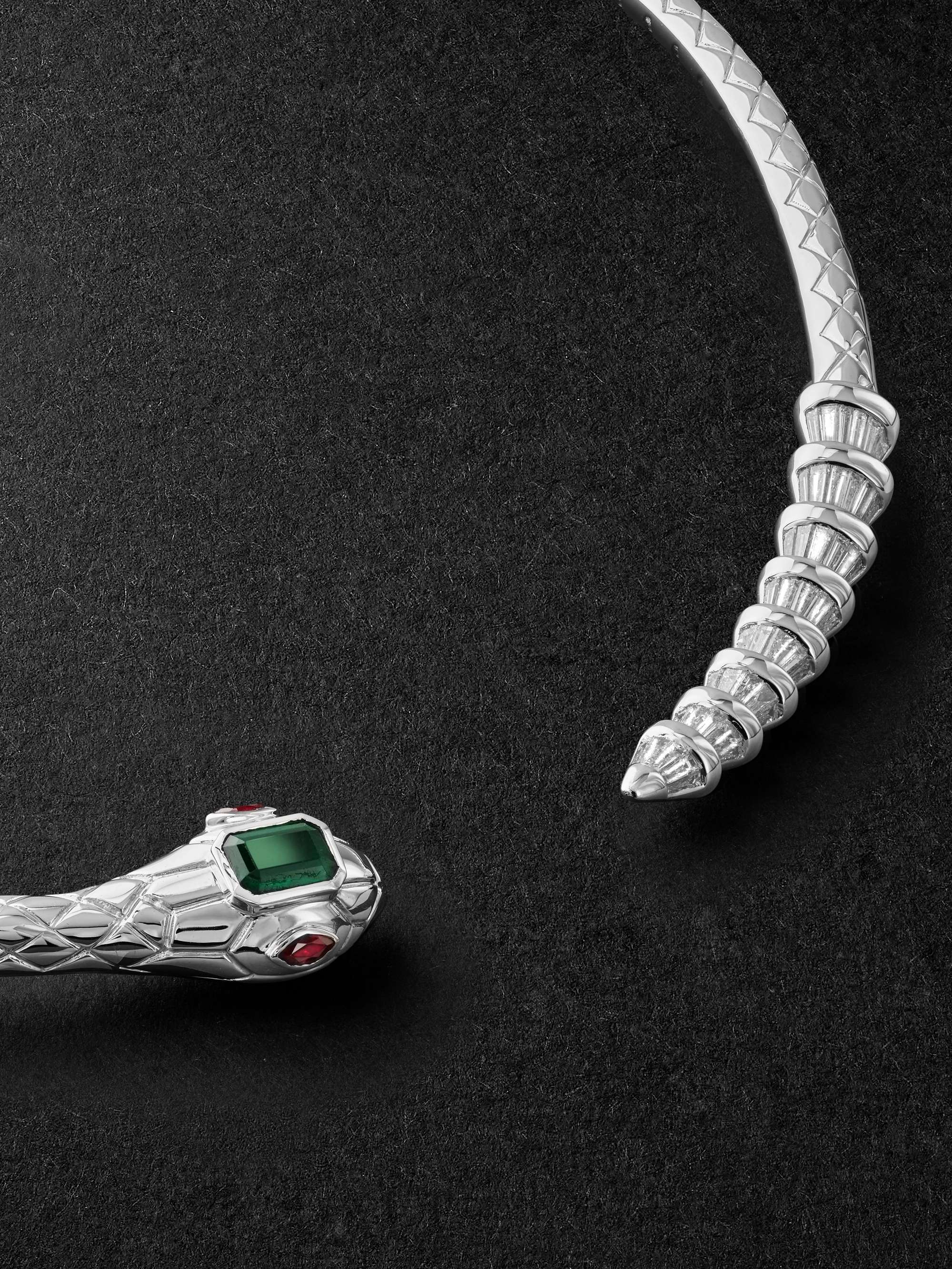 SHAY Snake White Gold MultiStone Necklace for Men MR PORTER