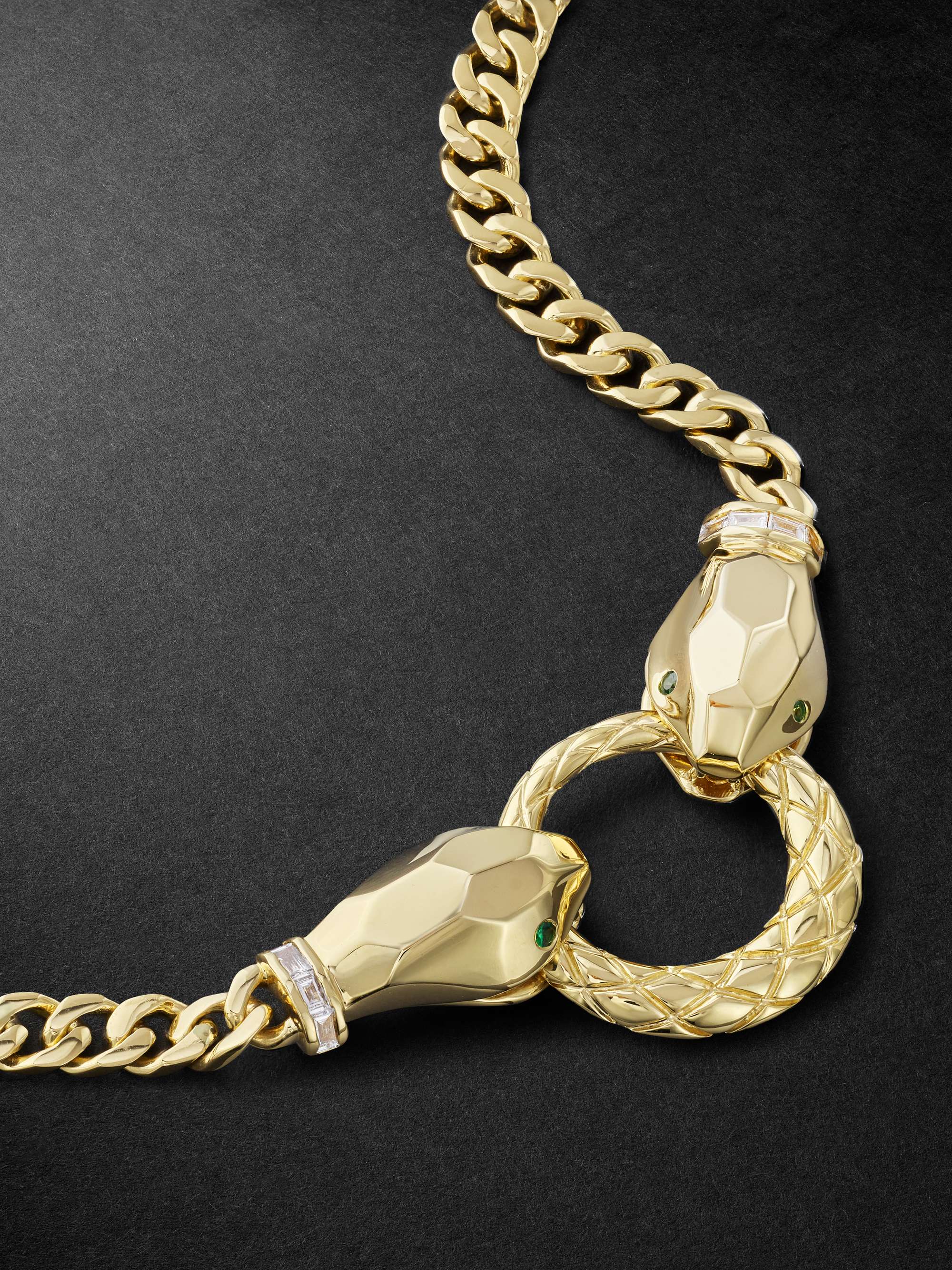 SHAY Snake Gold, Diamond and Garnet Necklace