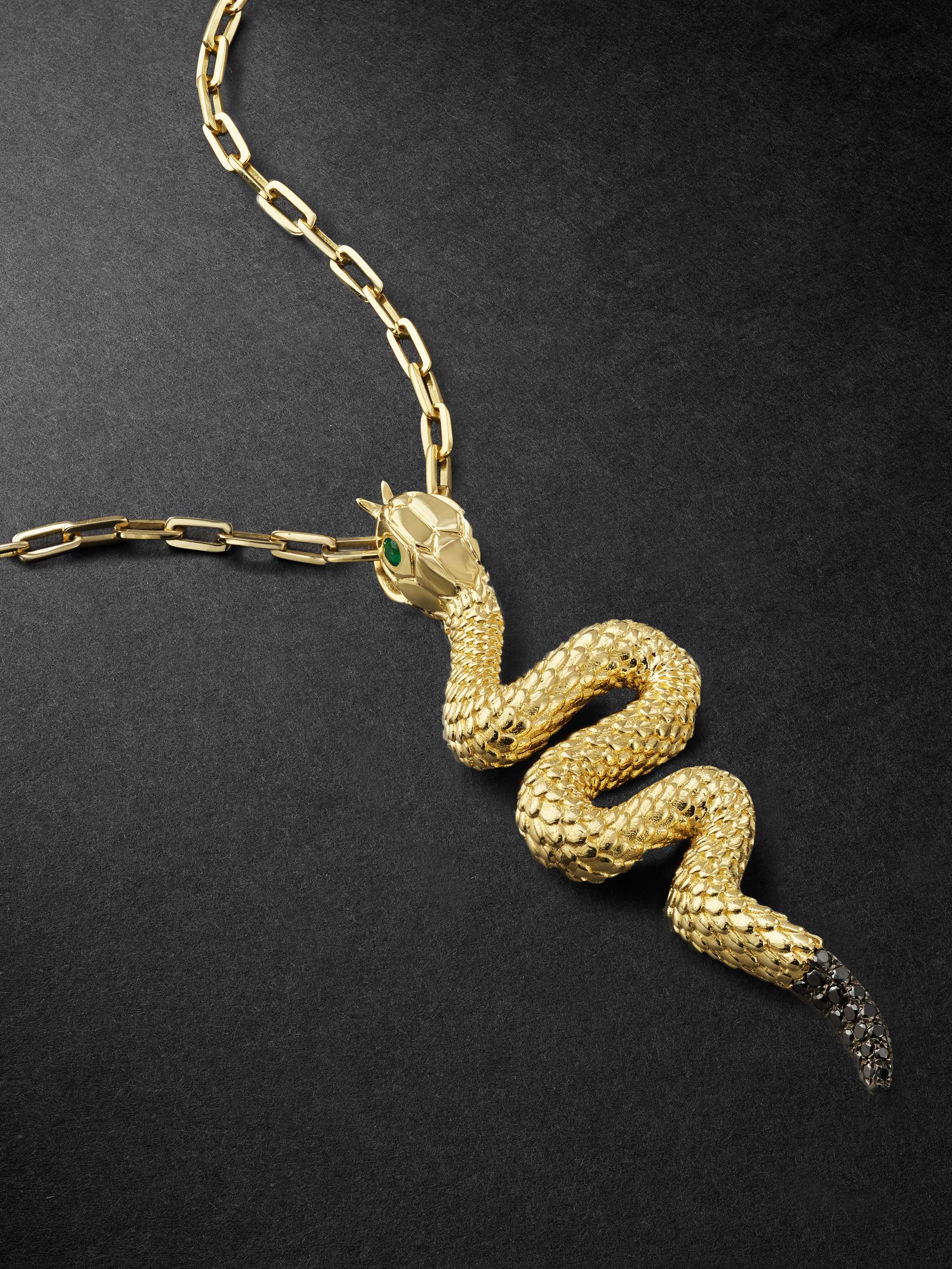 SHAY Snake Gold, Diamond and Garnet Necklace