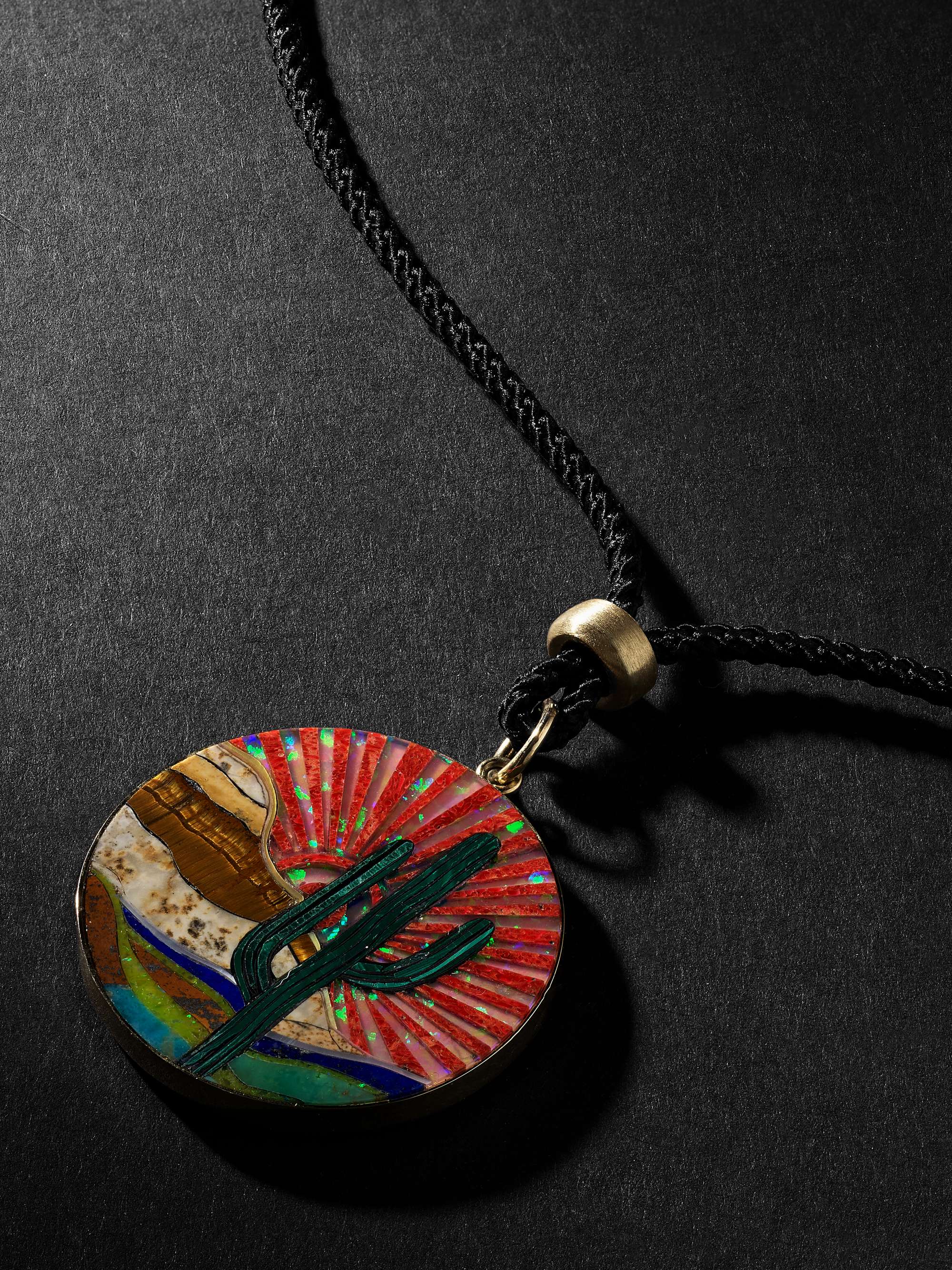 JACQUIE AICHE Gold, Multi-Stone and Cord Pendant Necklace