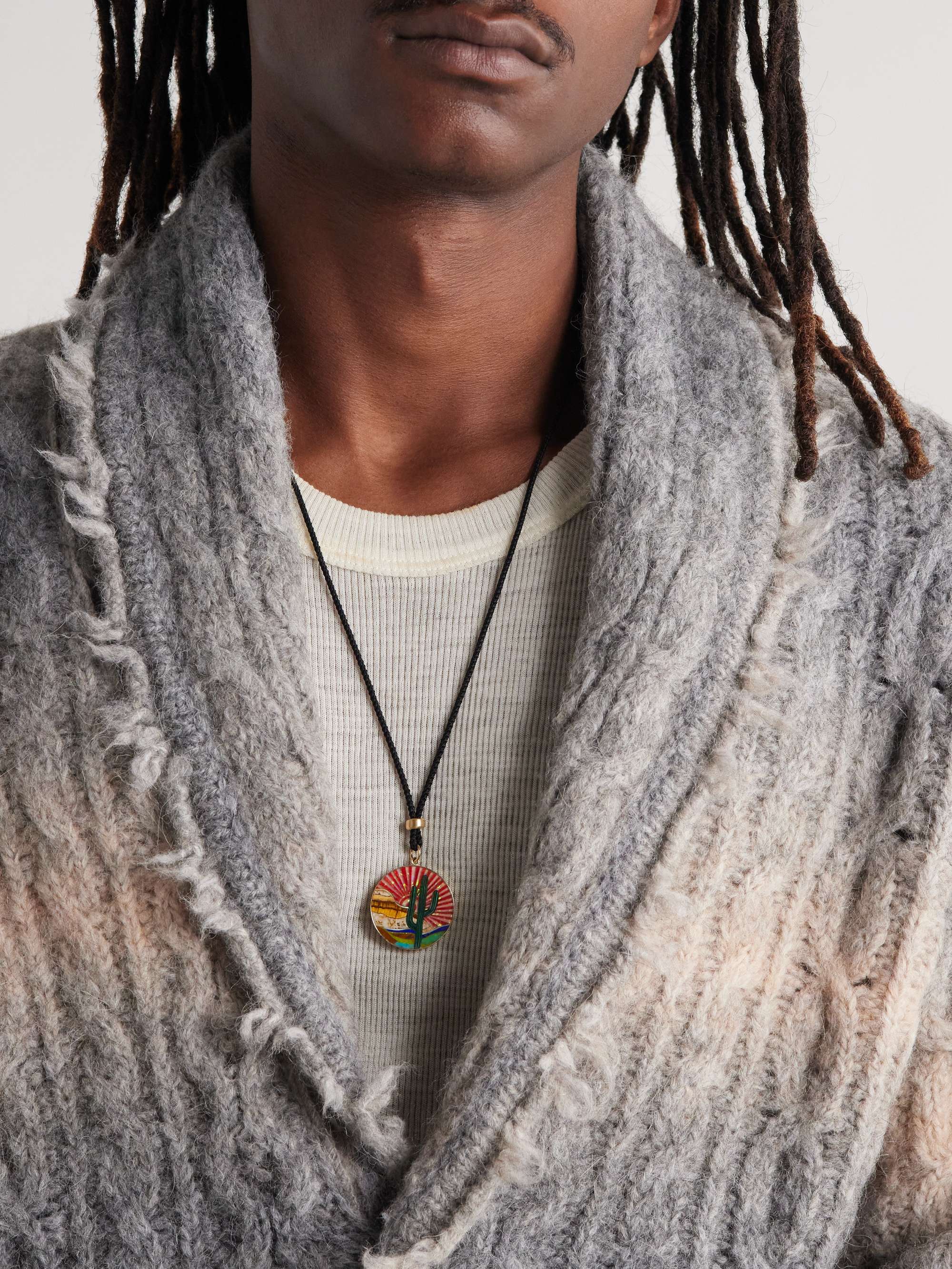 JACQUIE AICHE Gold, Multi-Stone and Cord Pendant Necklace