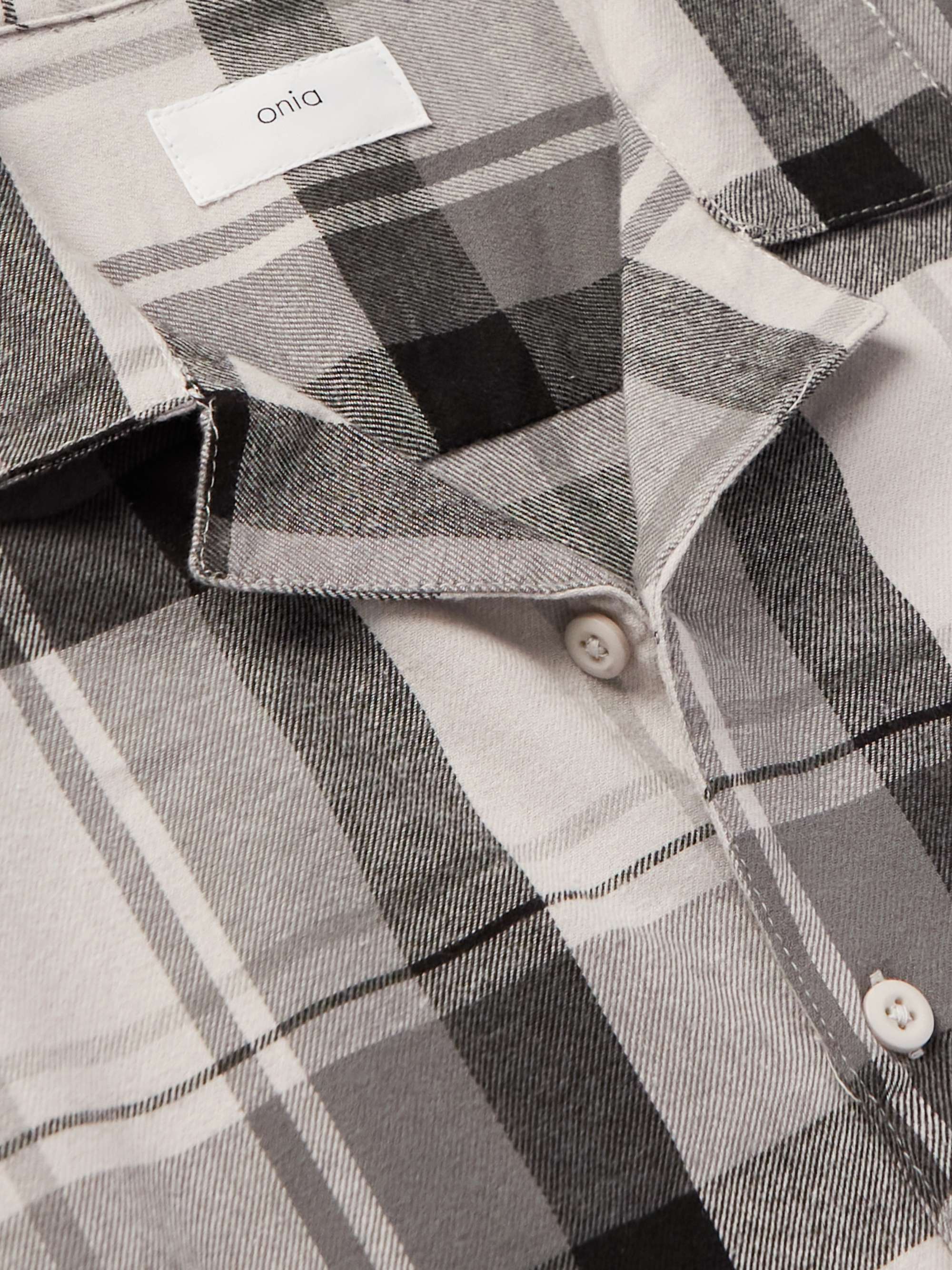 ONIA Camp-Collar Checked Cotton-Flannel Overshirt