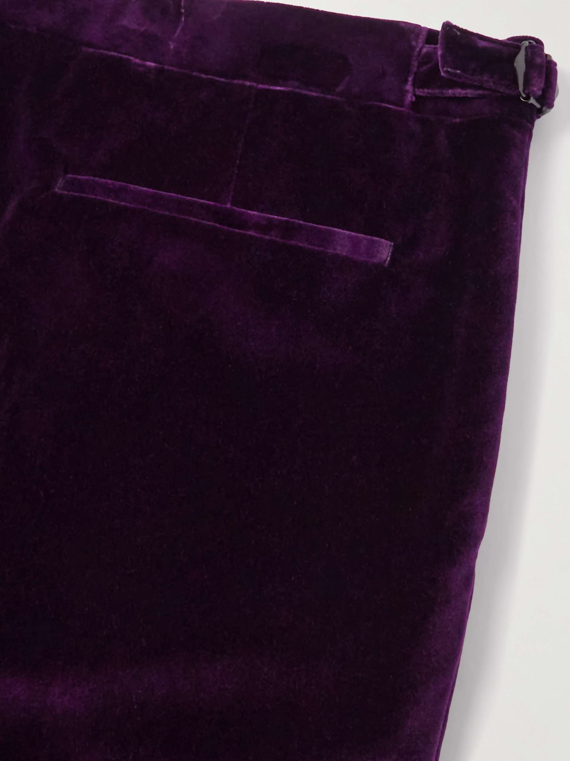 RICHARD JAMES Straight-Leg Satin-Trimmed Cotton-Velvet Tuxedo Trousers