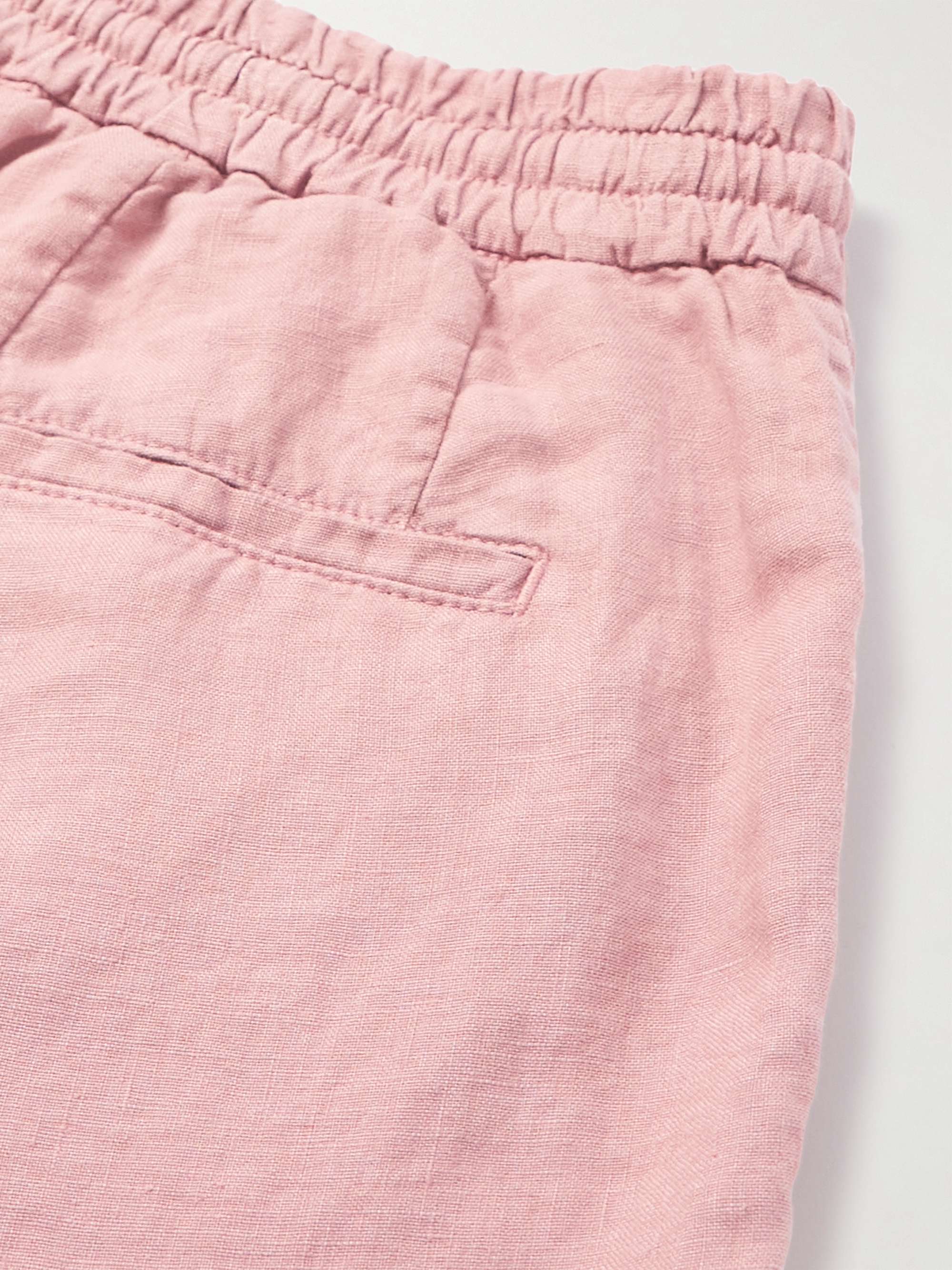 LARDINI Straight-Leg Pleated Linen Drawstring Shorts