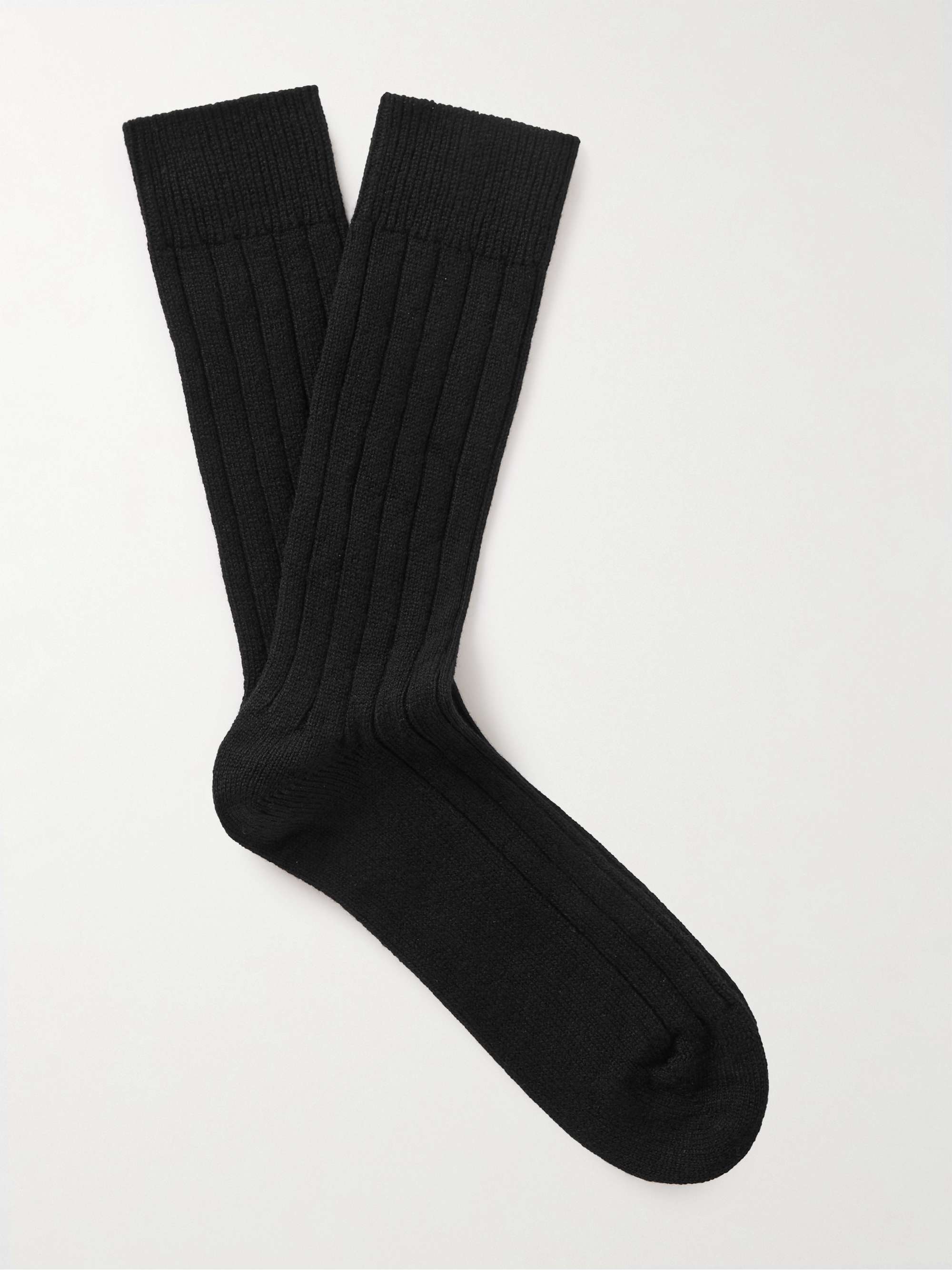WILLIAM LOCKIE Ribbed Stretch Cashmere-Blend Socks