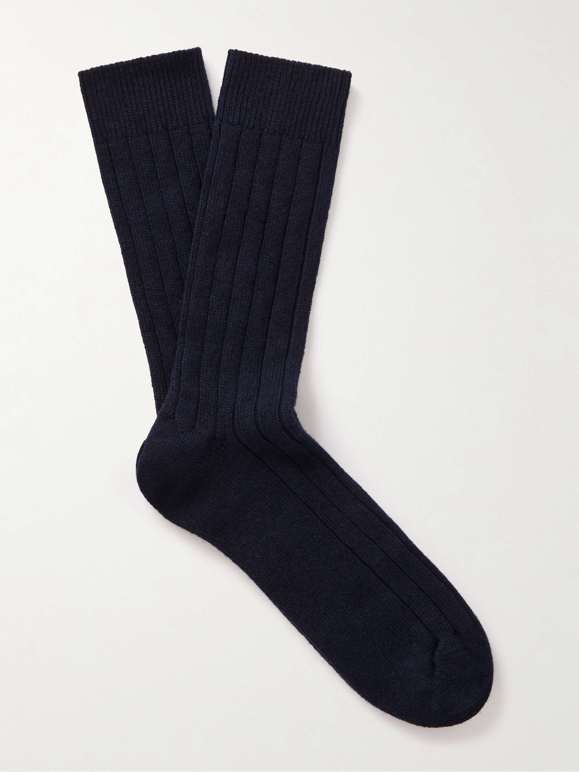 WILLIAM LOCKIE Ribbed Stretch Cashmere-Blend Socks