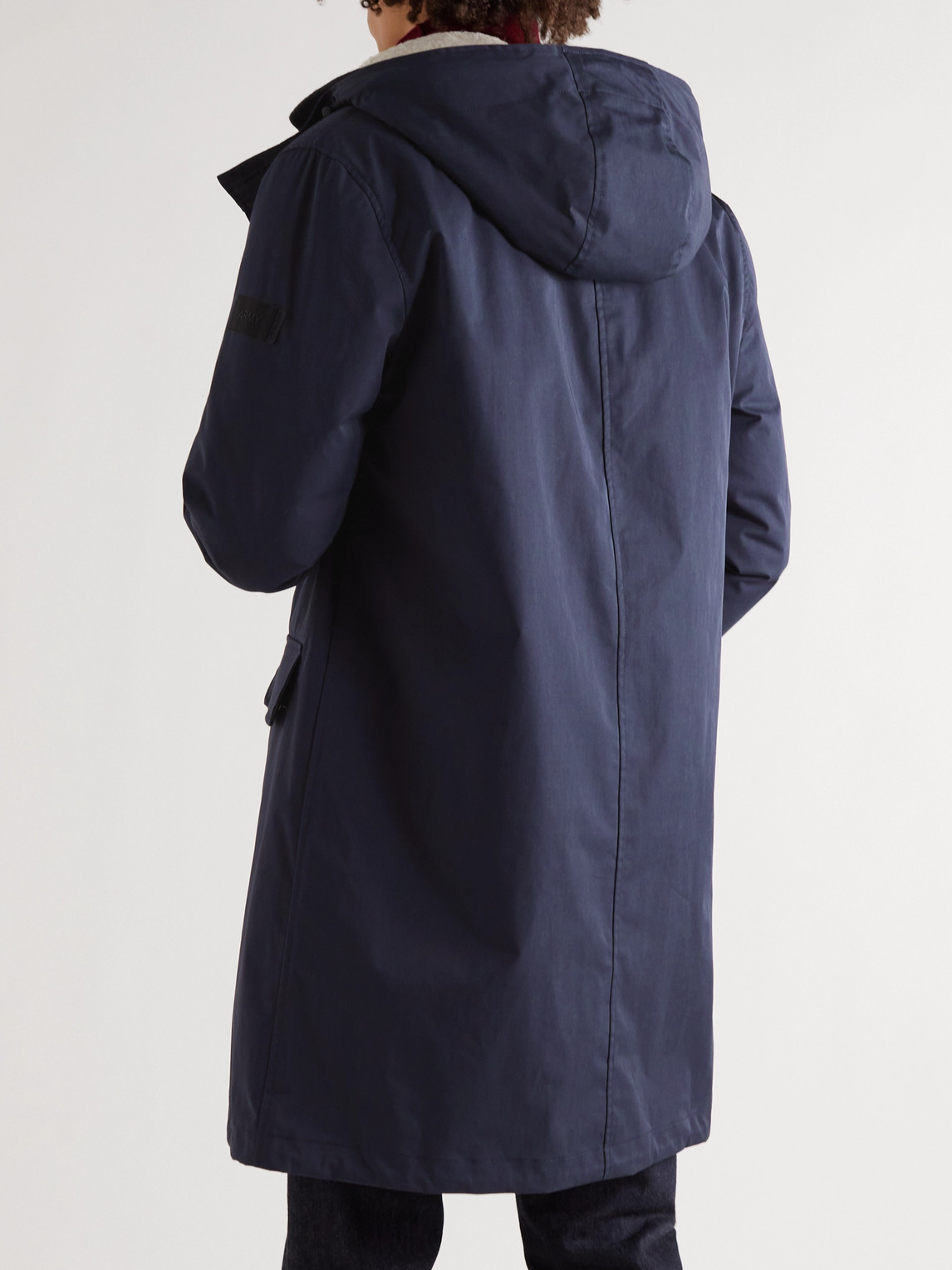 Shop Yves Salomon Tech Cotton-blend Parka With Detachable Shearling Liner In Blue