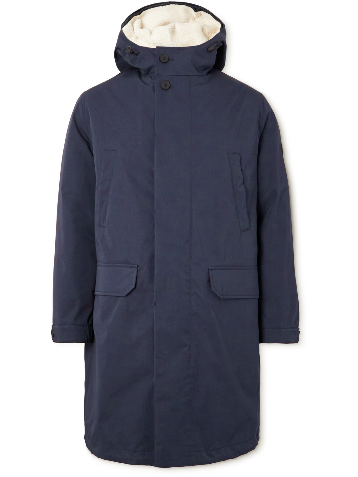 Shop Yves Salomon Tech Cotton-blend Parka With Detachable Shearling Liner In Blue