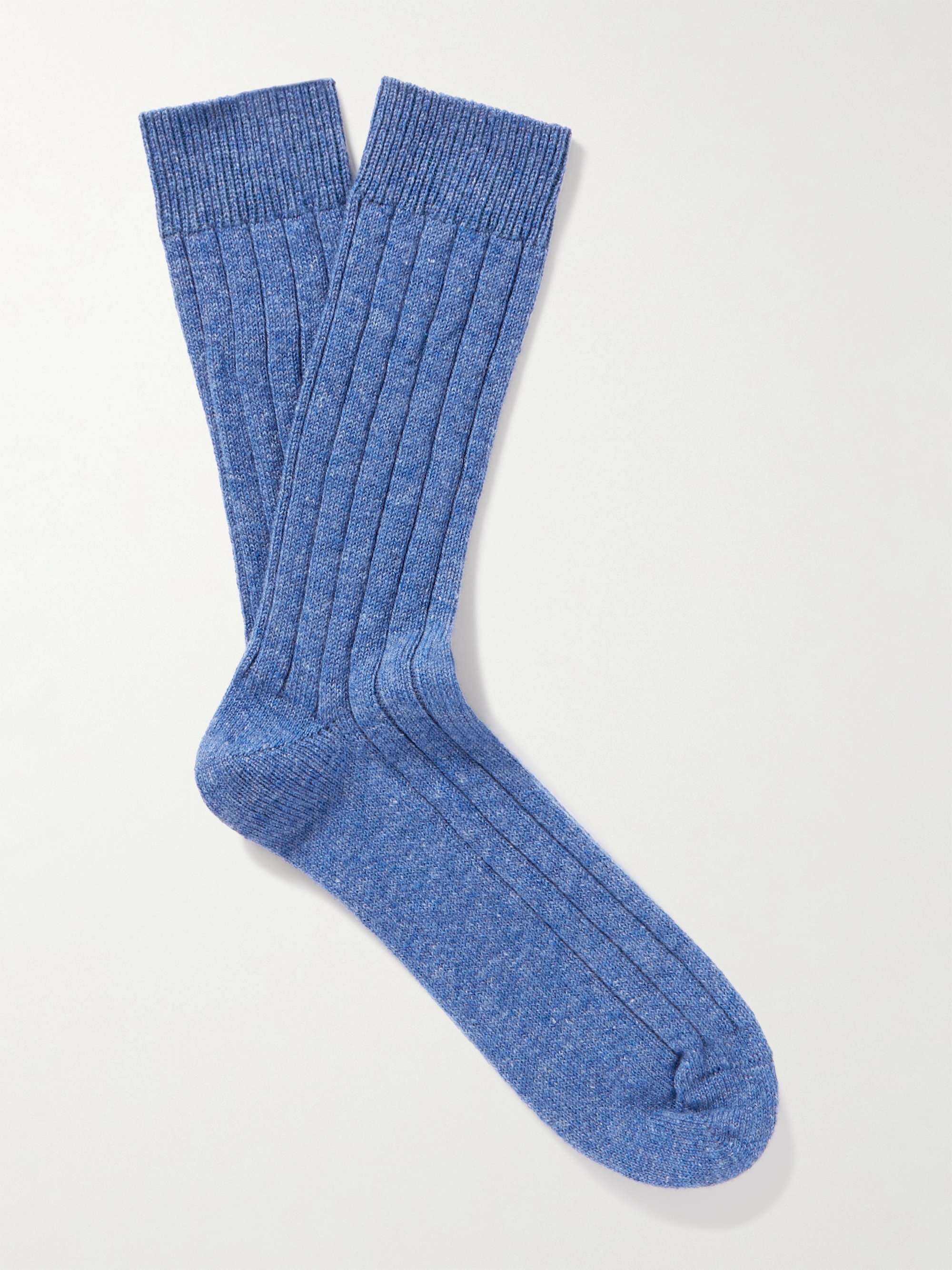 WILLIAM LOCKIE Ribbed Stretch Cashmere-Blend Socks