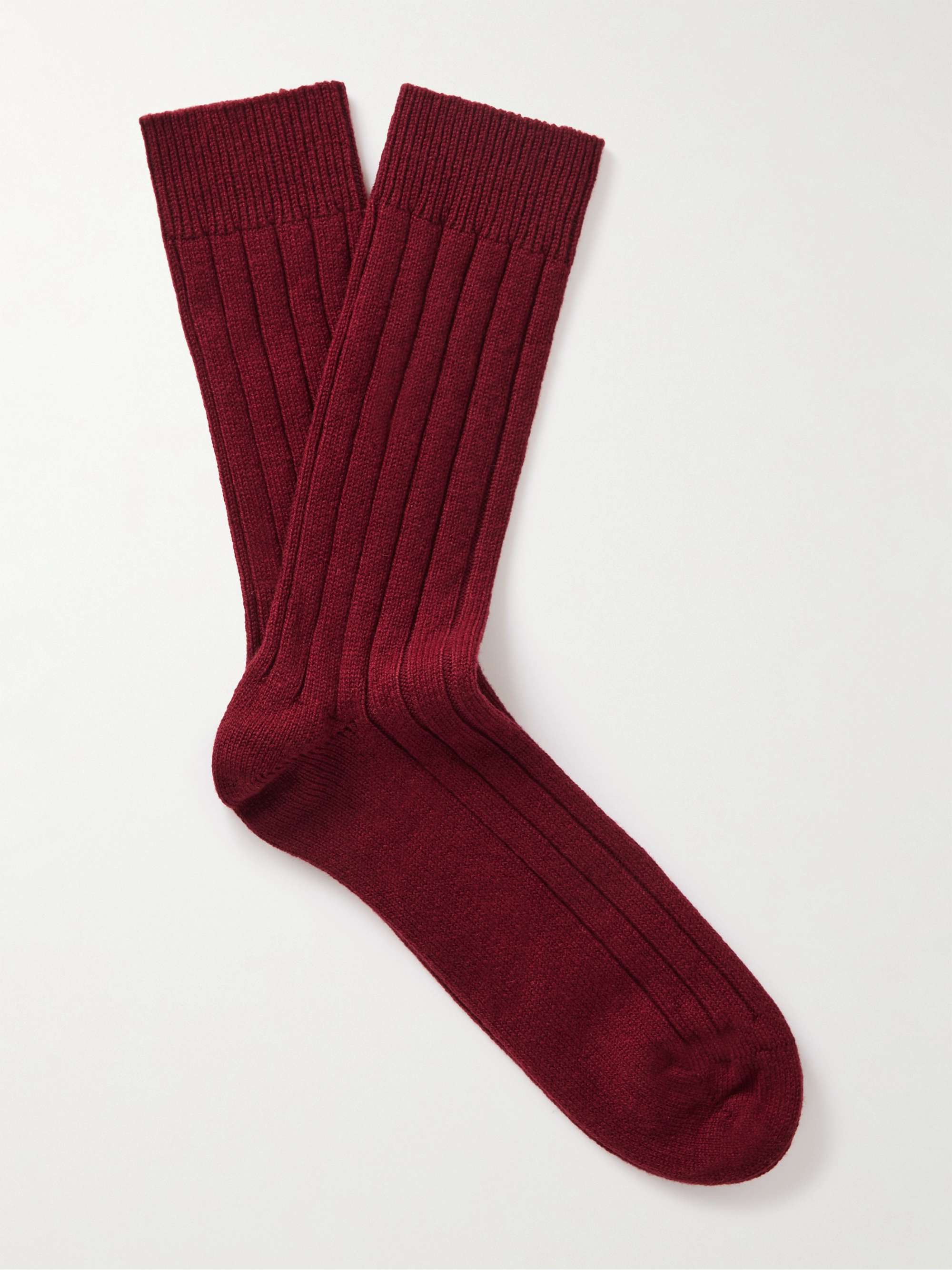 WILLIAM LOCKIE Ribbed Stretch Cashmere-Blend Socks