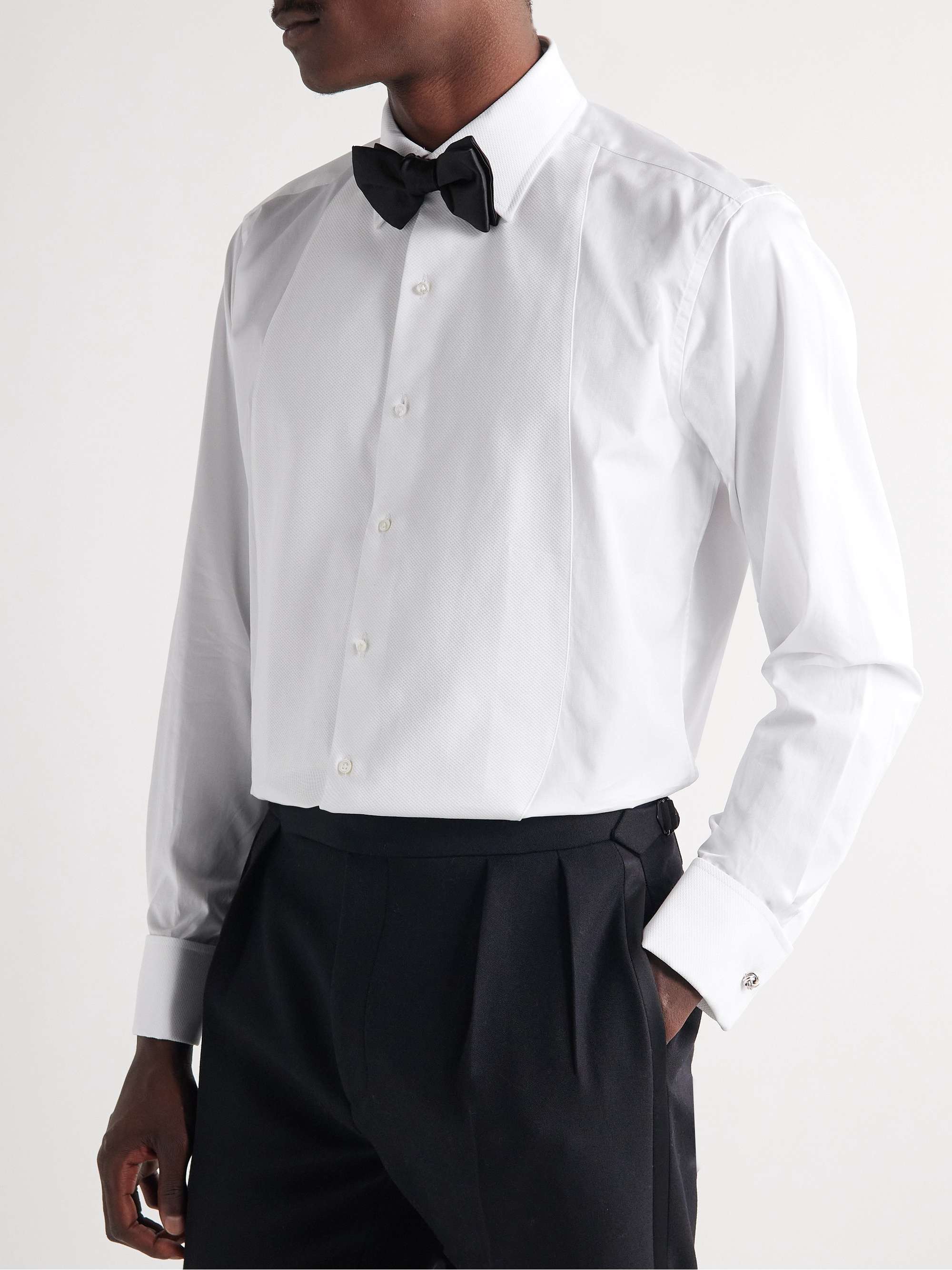 EMMA WILLIS Marcella Piqué-Panelled Cotton-Poplin Shirt