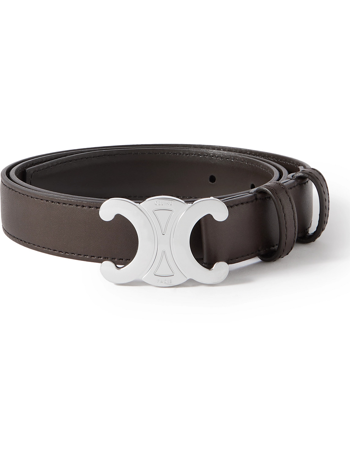 Celine 2.5cm Triomphe Leather Belt In Brown