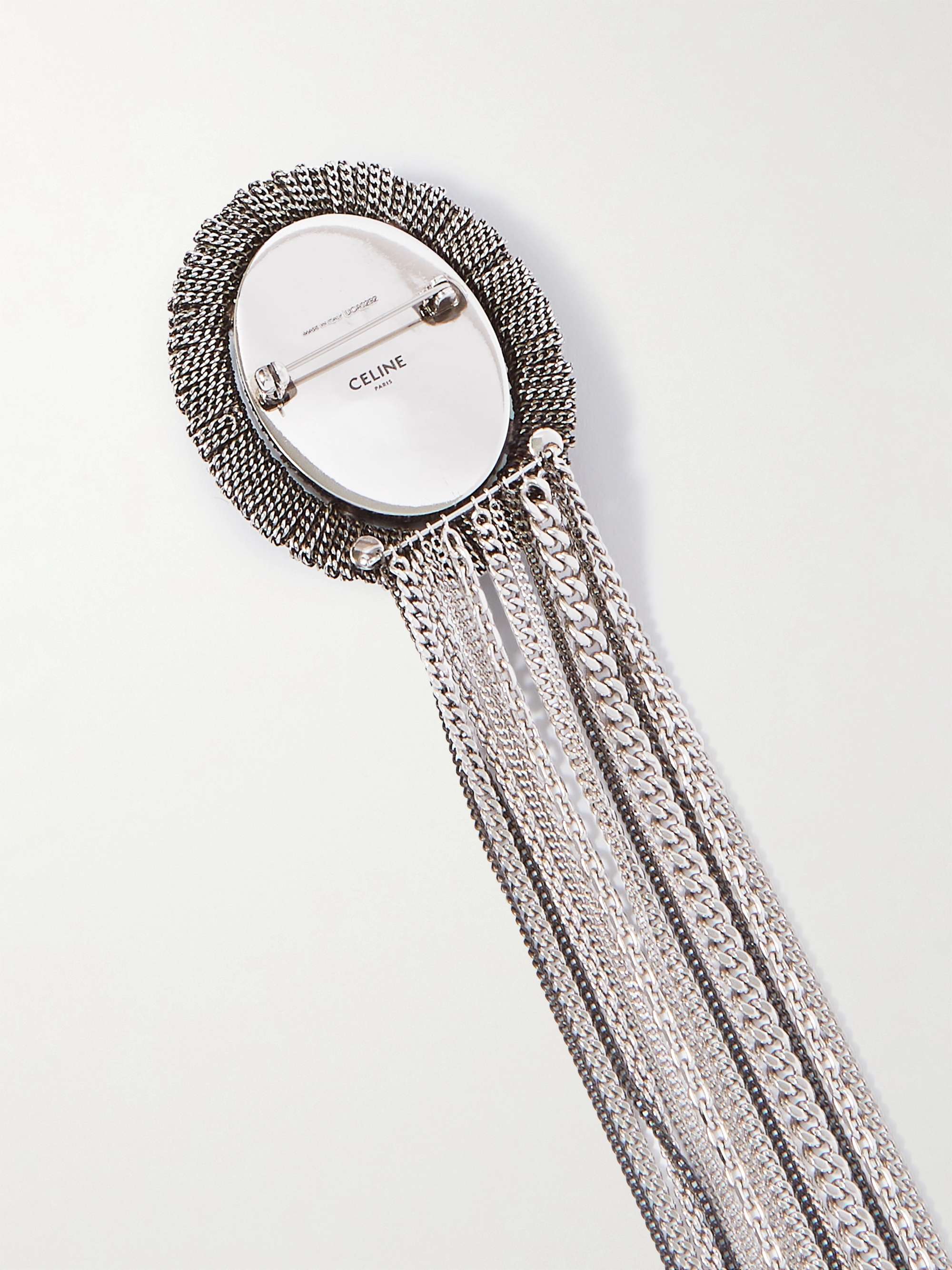 CELINE HOMME Silver-Tone Crystal Brooch