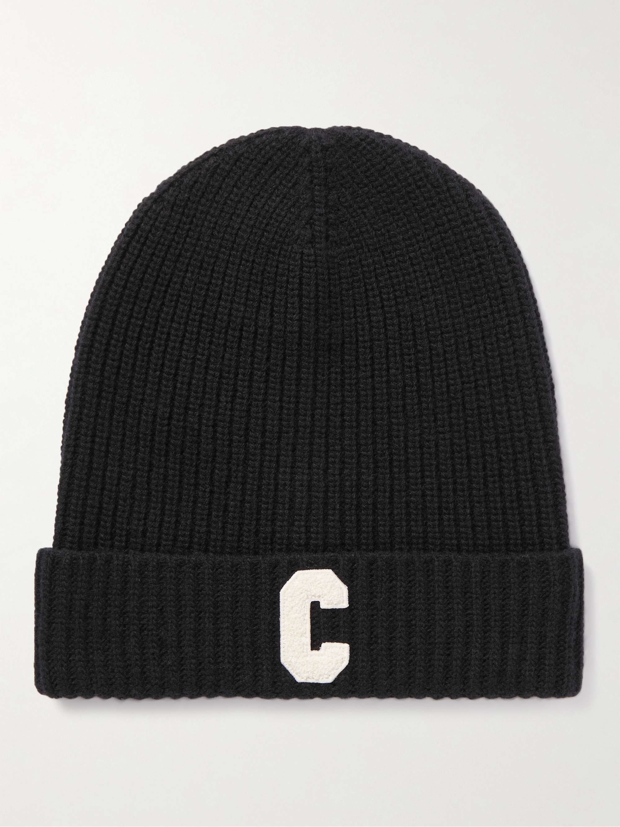 CELINE HOMME Logo-Appliquéd Ribbed Wool Beanie for Men