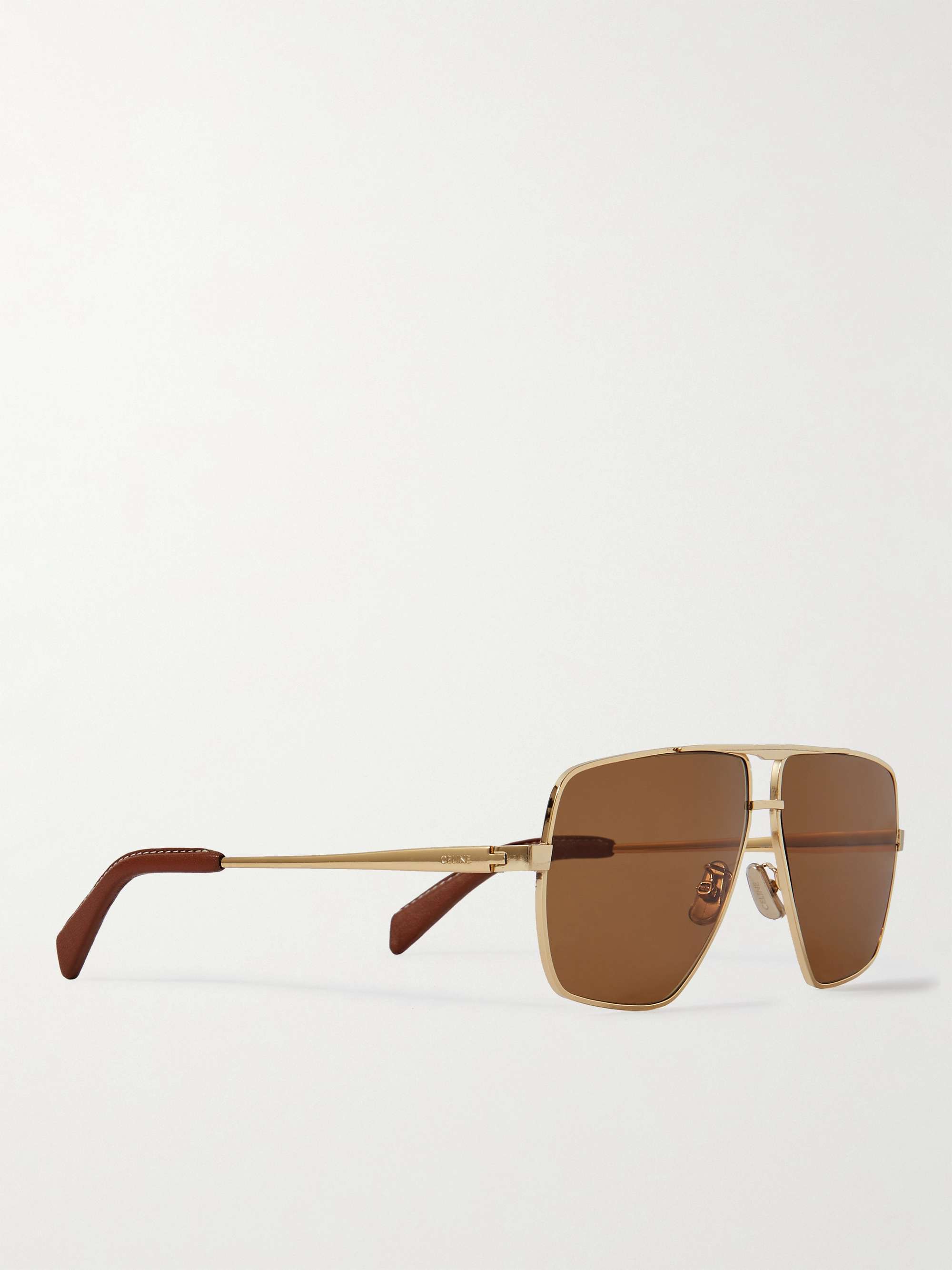 CELINE HOMME Aviator-Style Gold-Tone Sunglasses with Chain