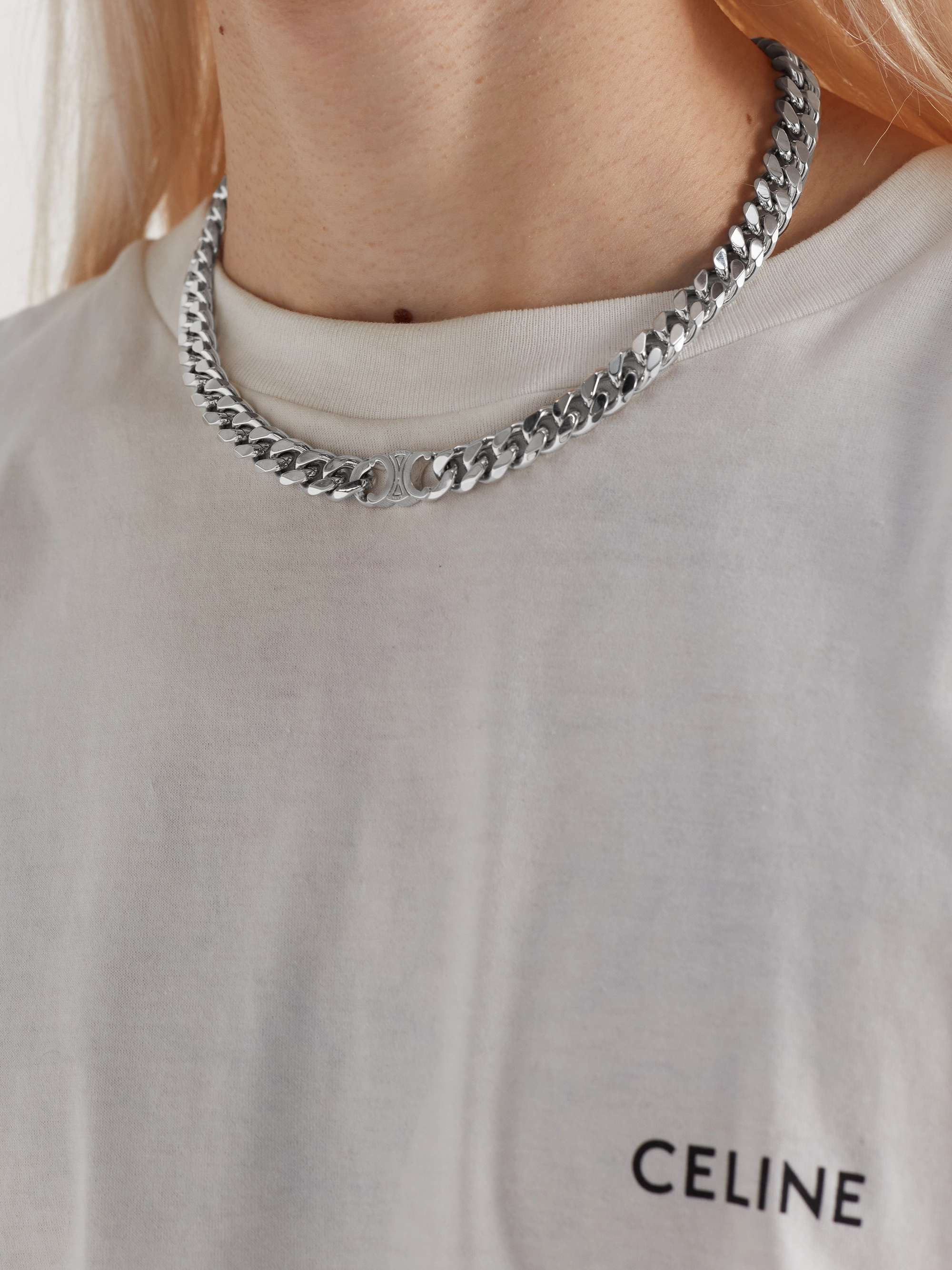 CELINE HOMME Silver-Tone Chain Necklace