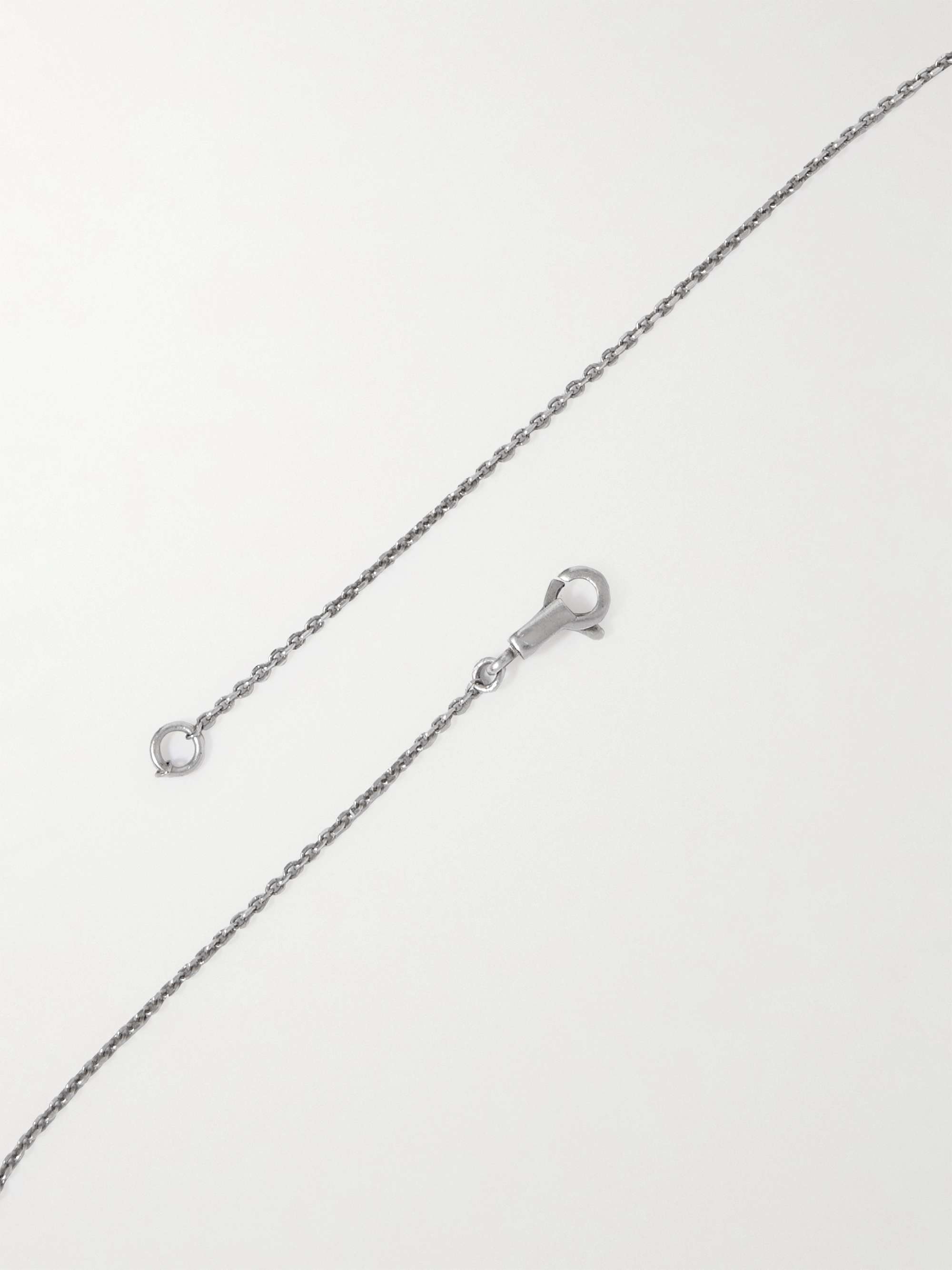 CELINE HOMME Rhodium-Plated Onyx Pendant Necklace