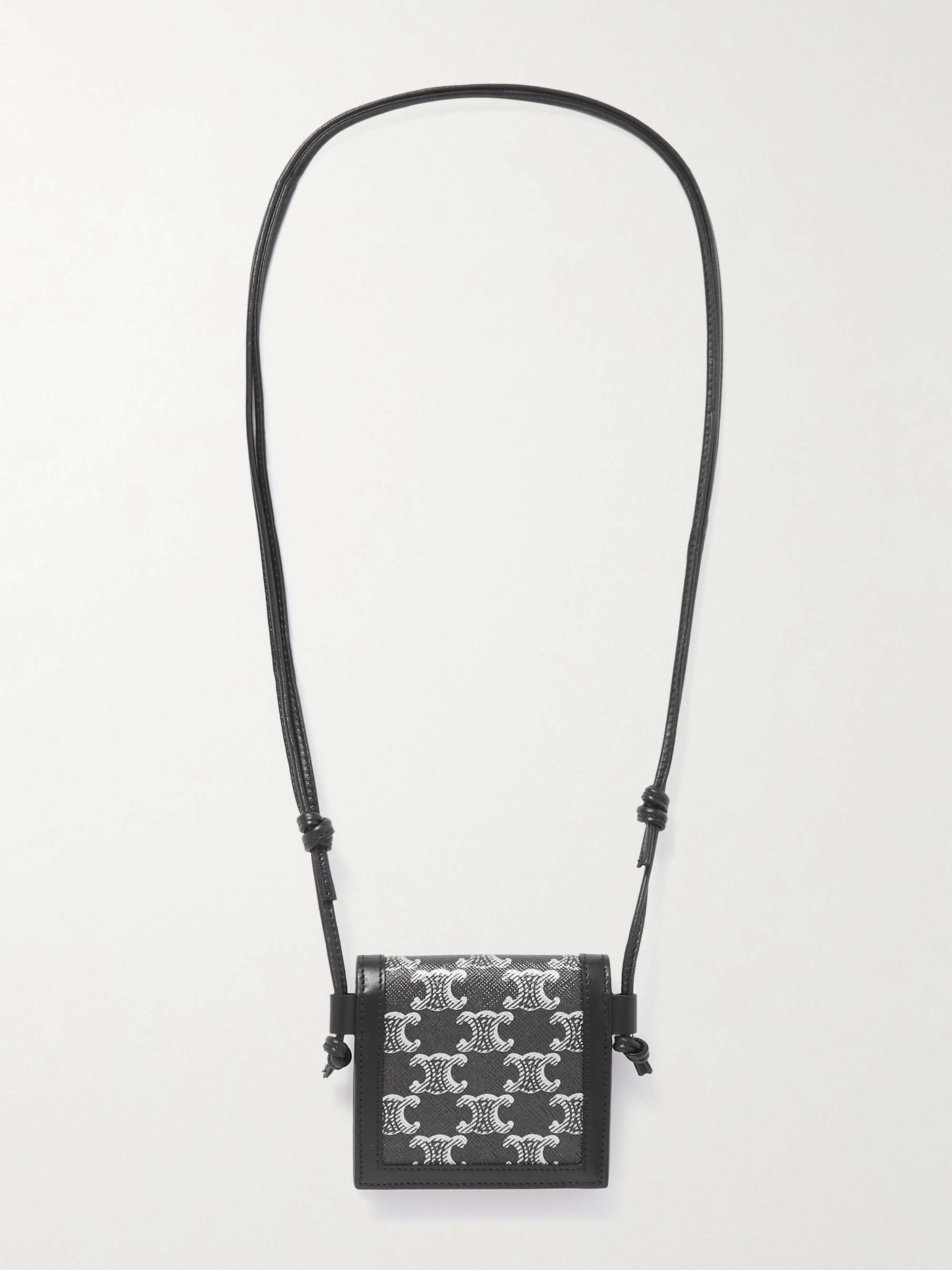 CELINE HOMME Triomphe Leather-Trimmed Logo-Print Coated-Canvas Wallet