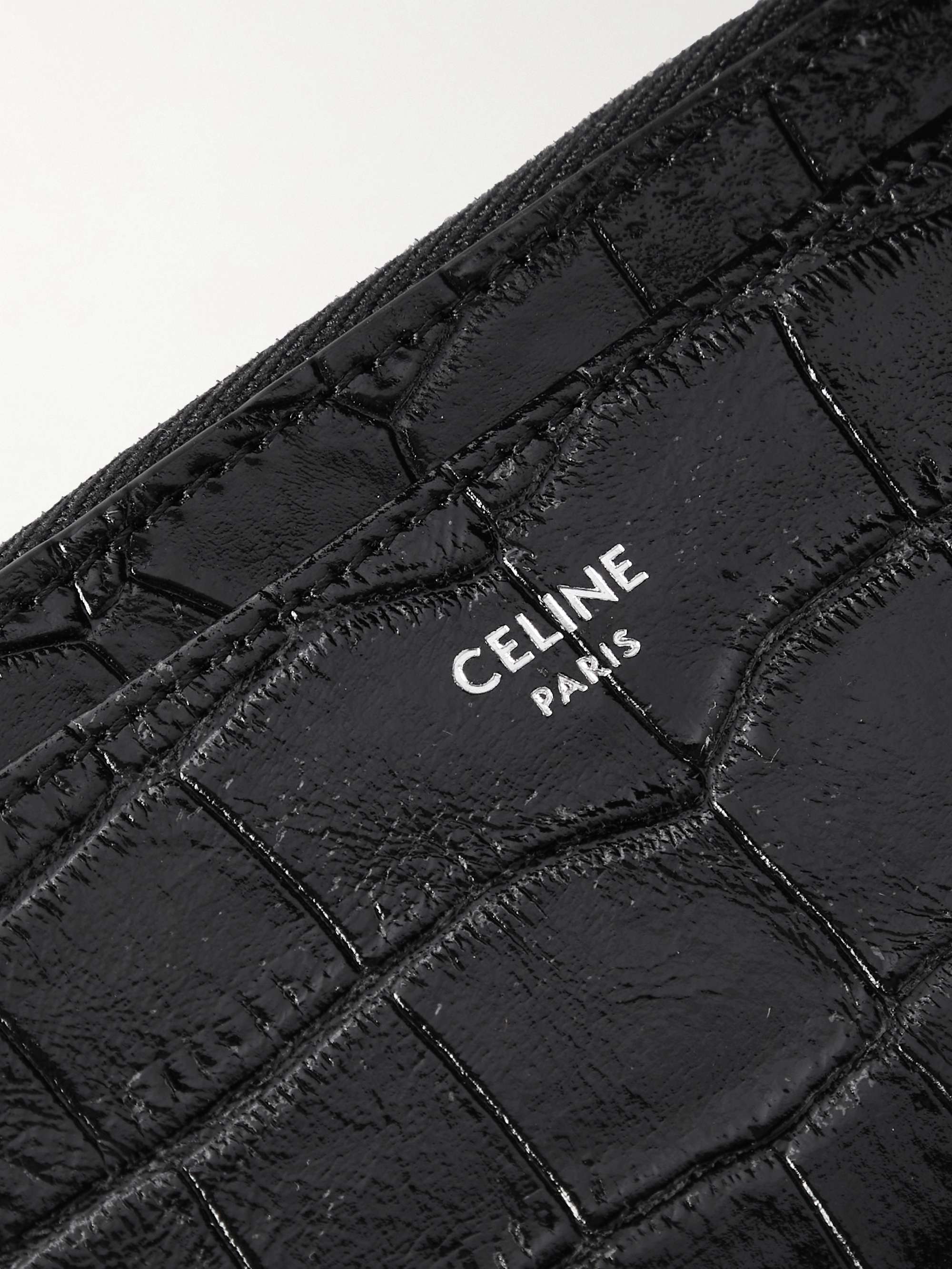 CELINE HOMME Croc-Effect Leather Zipped Cardholder