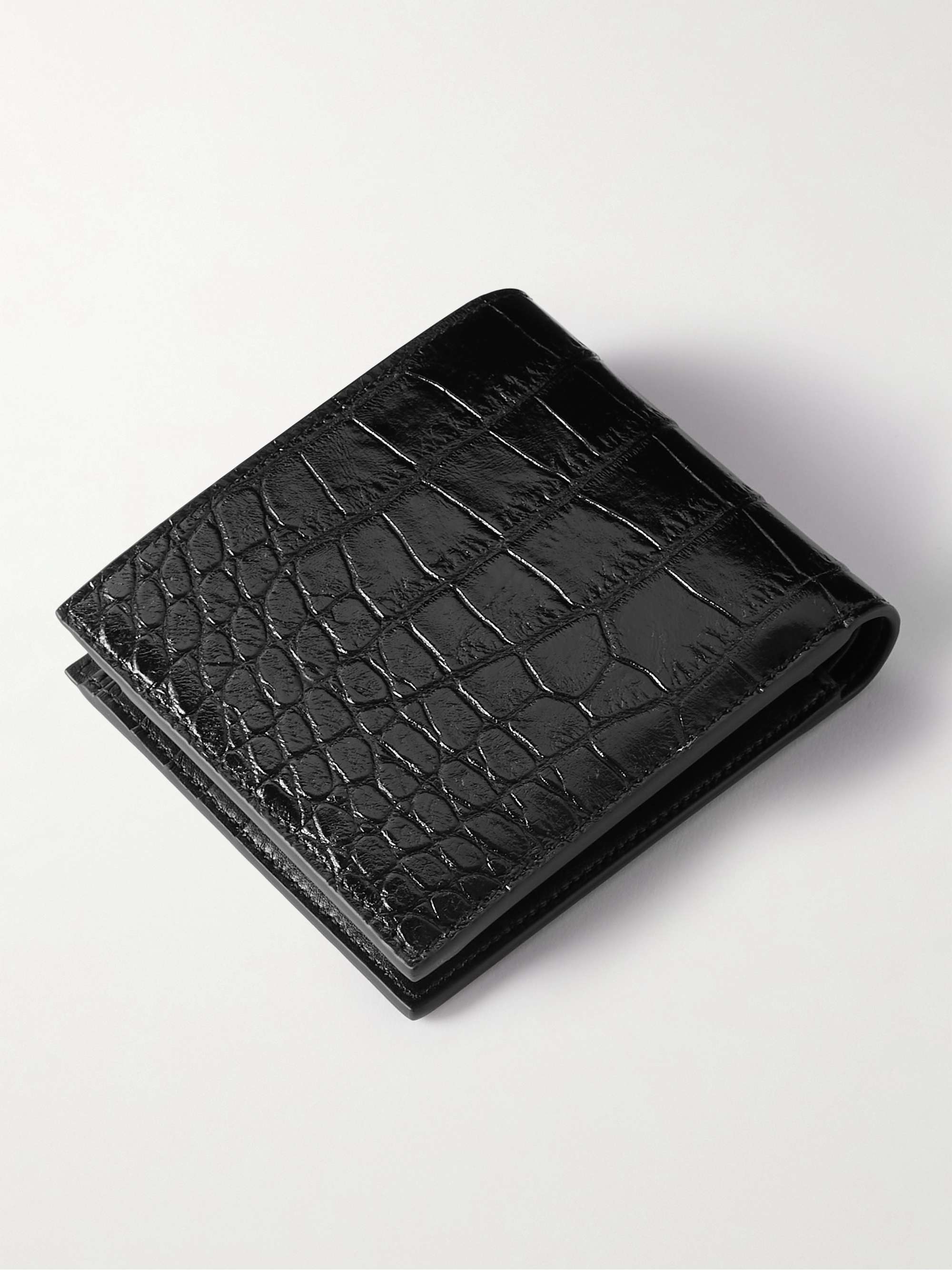 CELINE, Logo-Print Leather Billfold Wallet, Men, Black