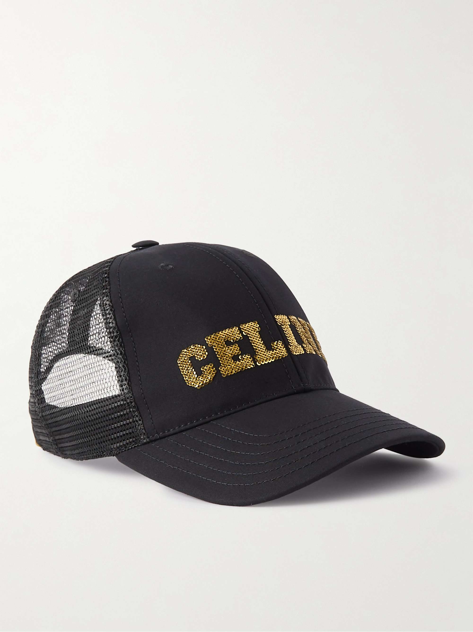 CELINE HOMME Logo-Appliqued Cotton-Gabardine and Mesh Baseball Cap