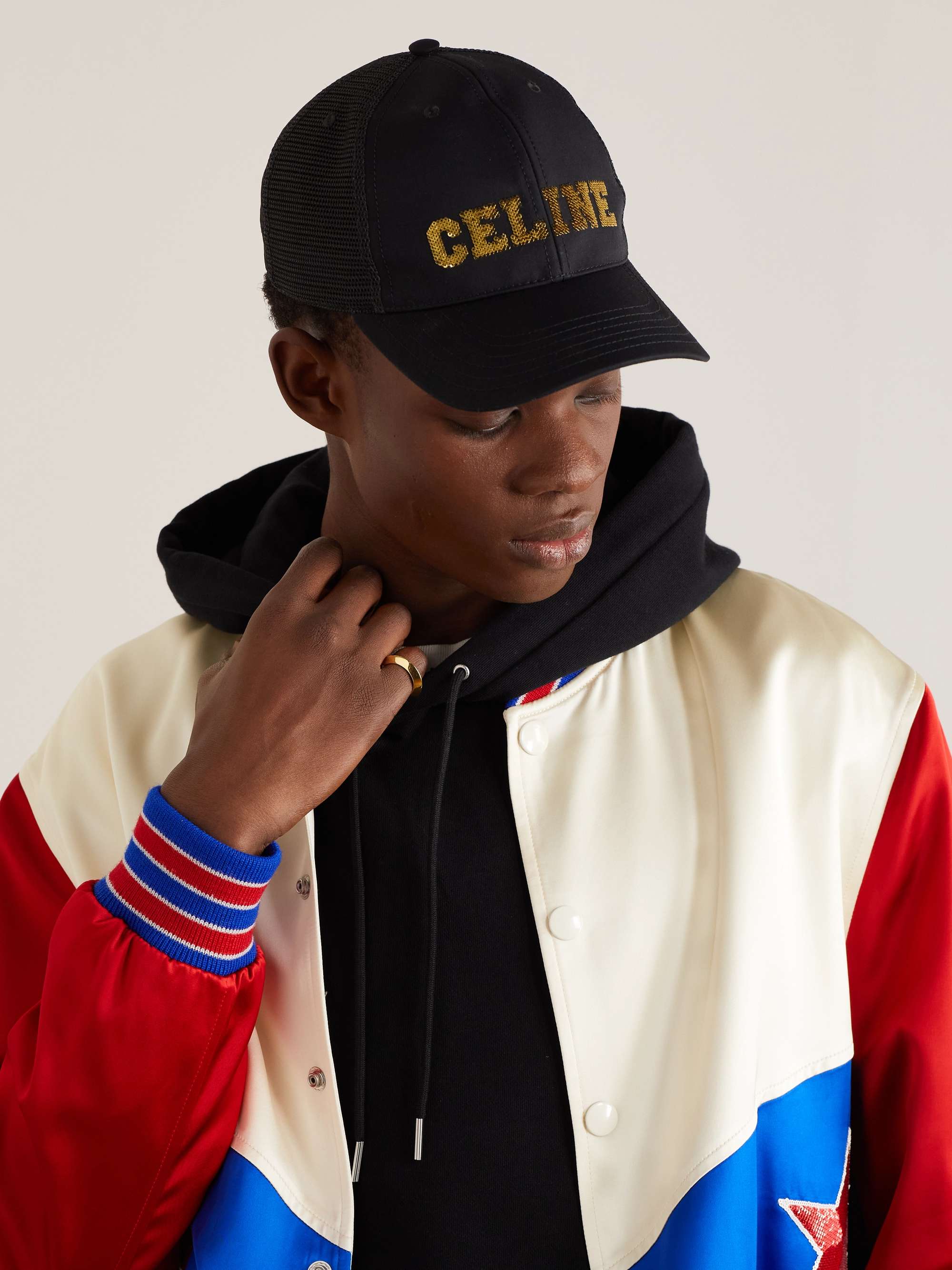 Logo-Appliquéd Cotton-Gabardine and Mesh Baseball Cap