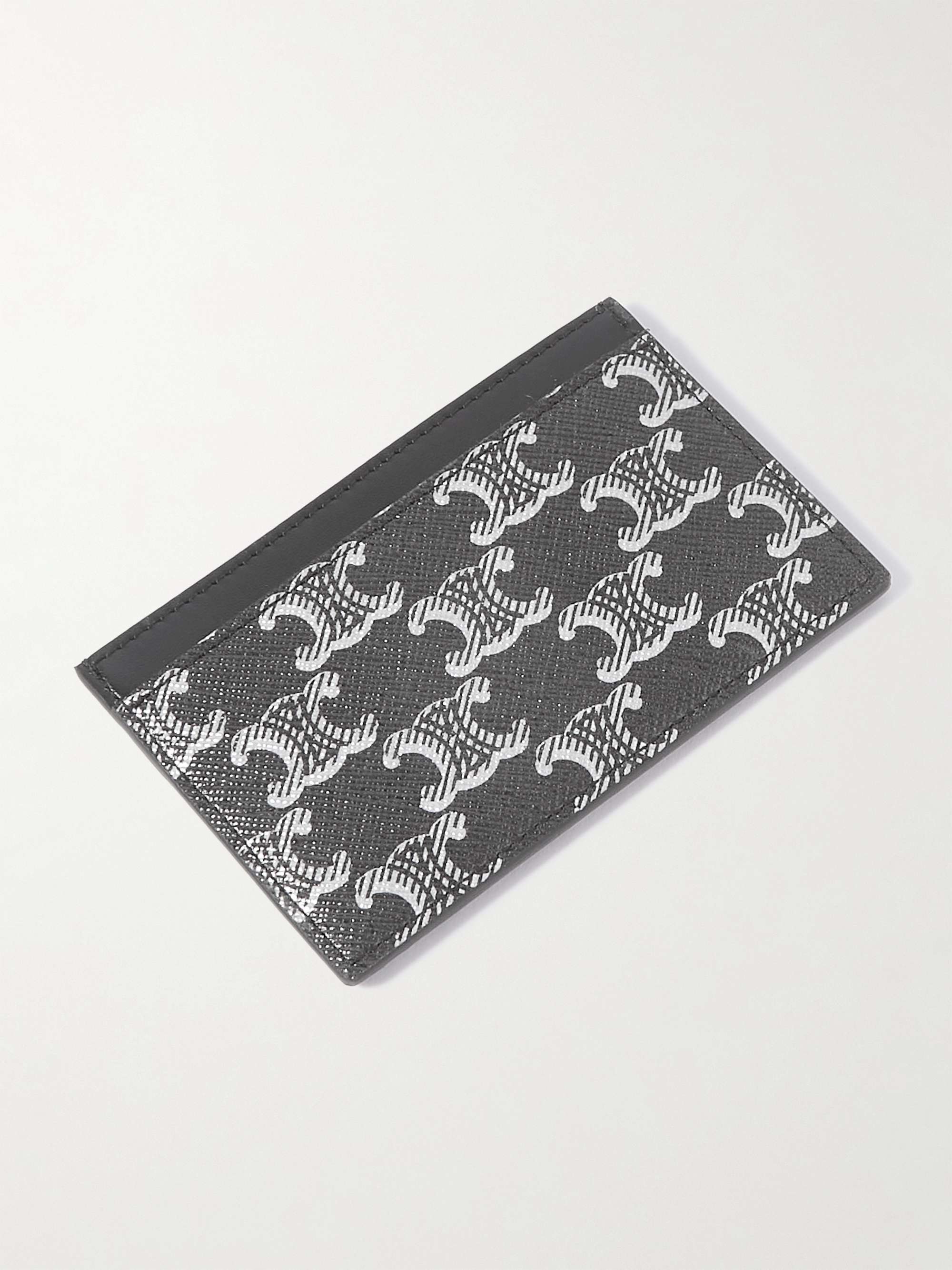 CELINE Triomphe Leather-Trimmed Logo-Print Coated-Canvas Cardholder