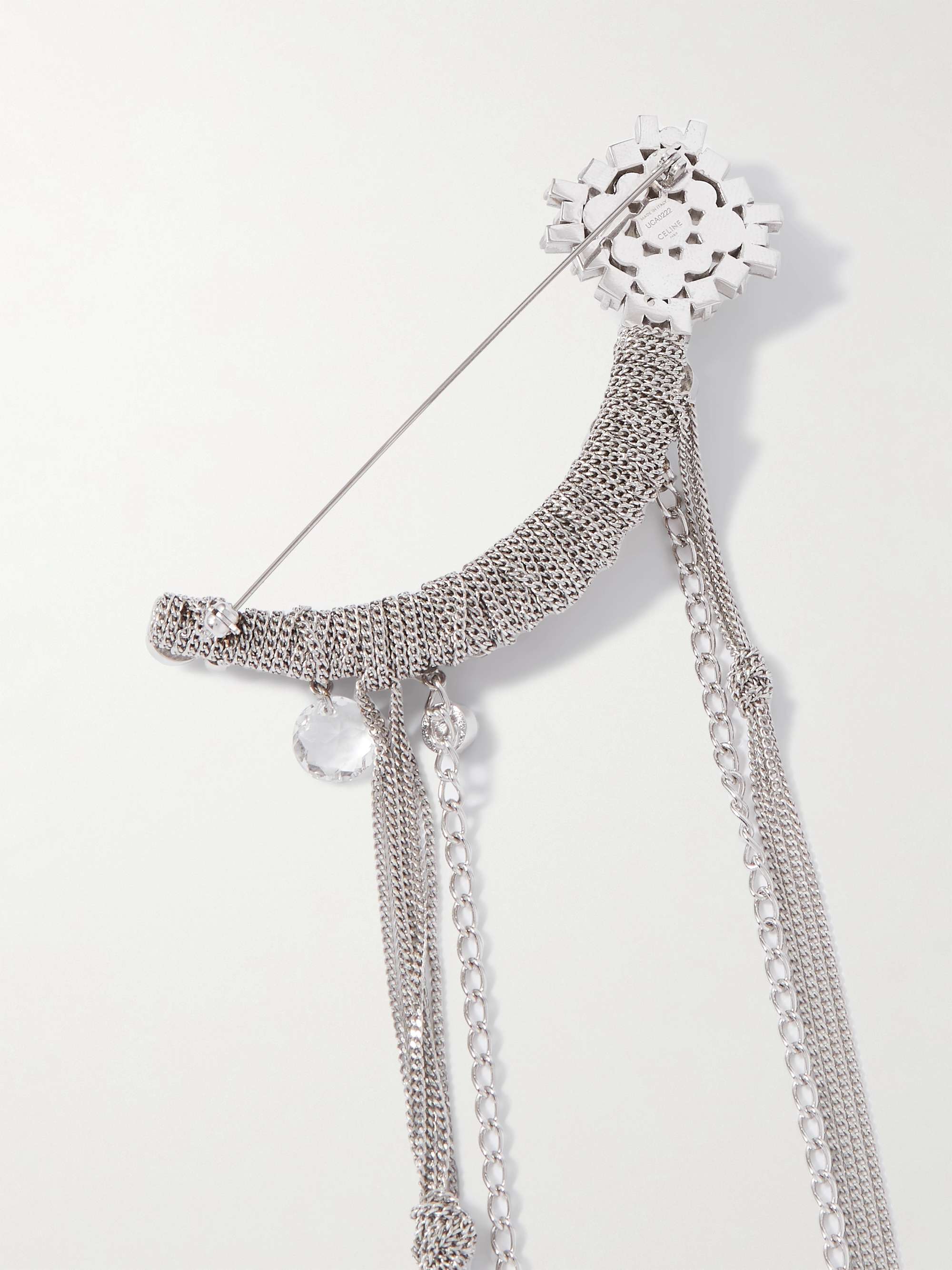 CELINE HOMME Star Silver-Tone, Crystal and Faux Pearl Brooch