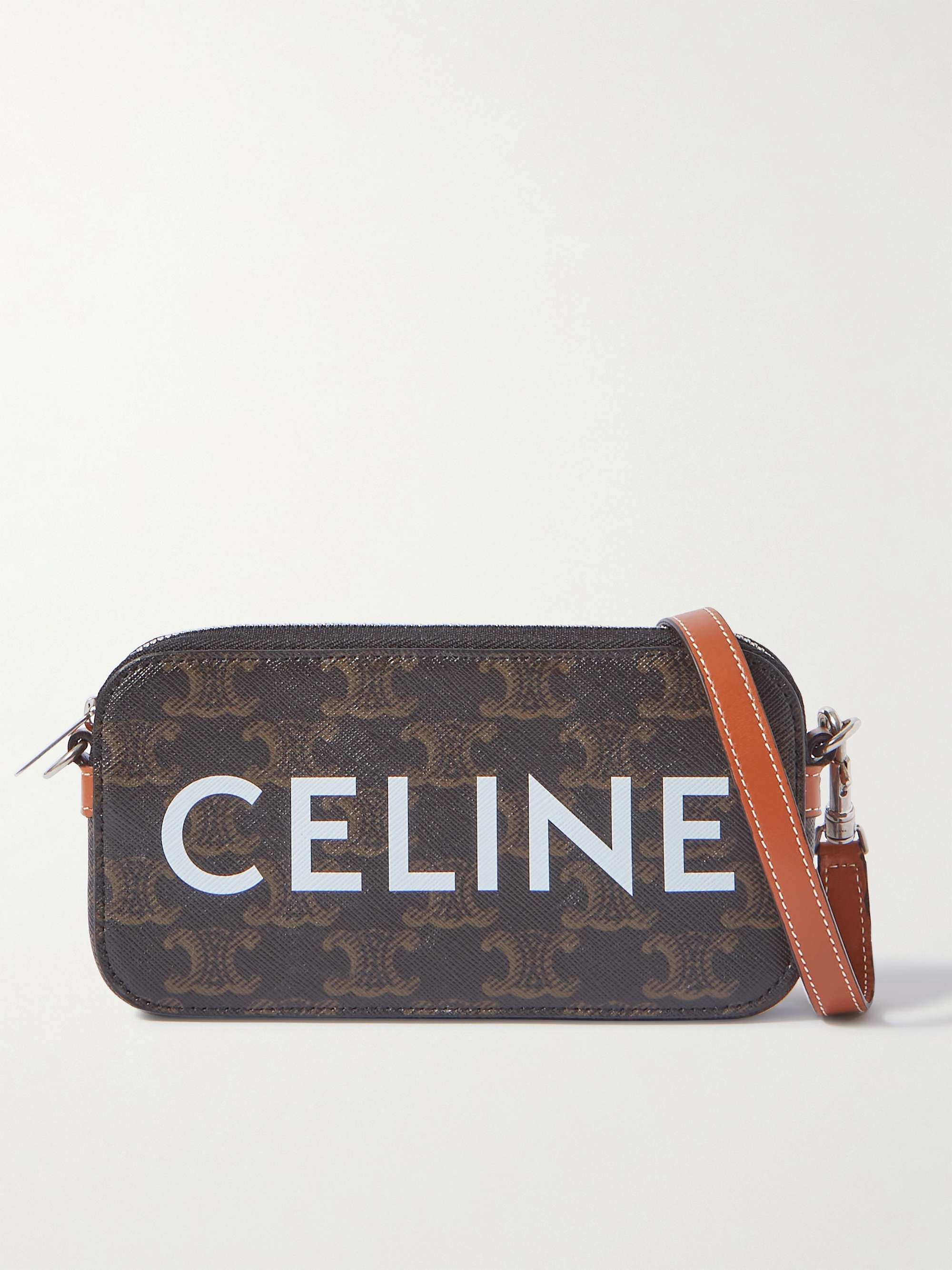 CARD HOLDER IN TRIOMPHE CANVAS WITH CELINE PRINT - WHITE/TAN