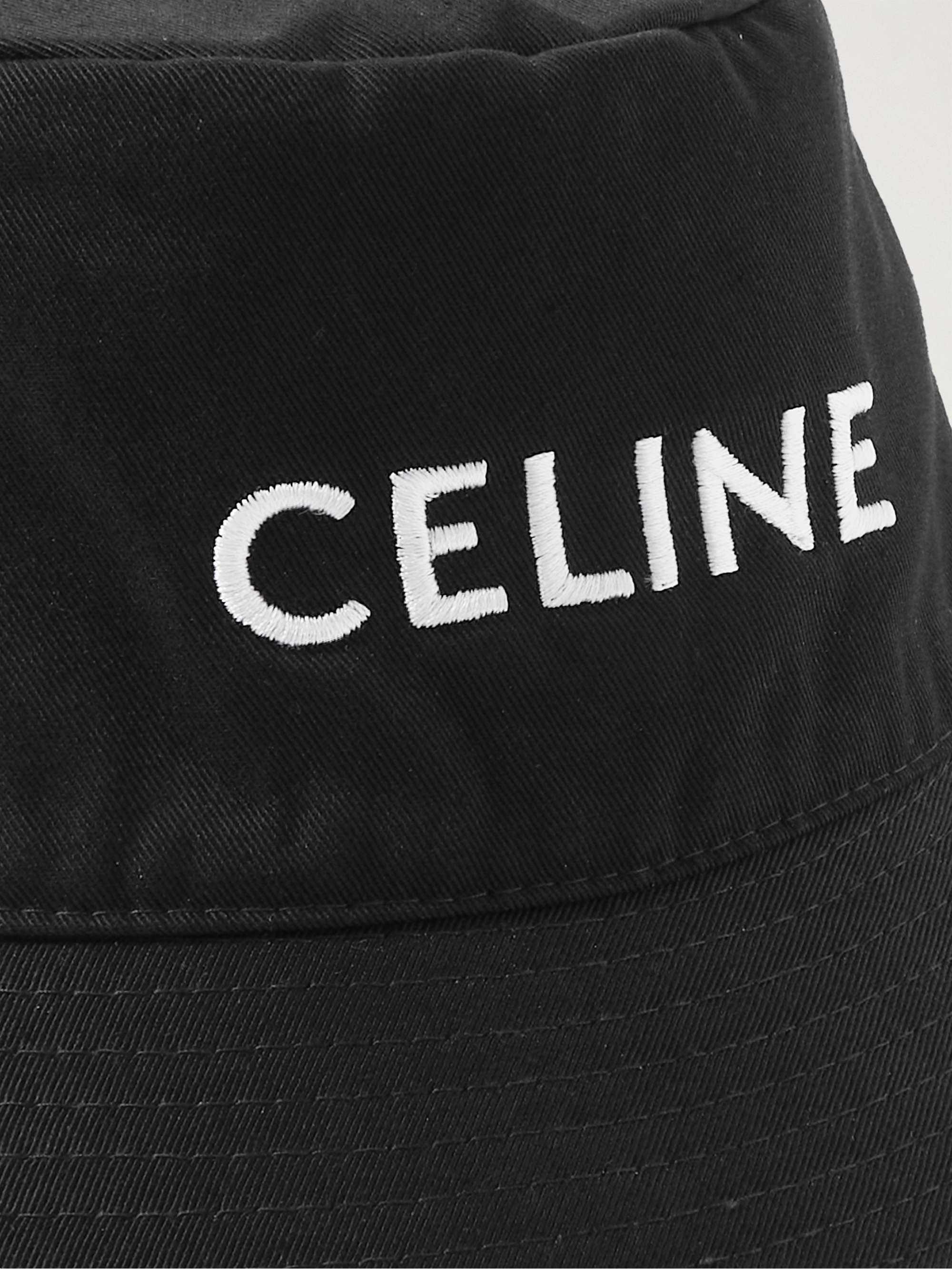 CELINE HOMME Bob Logo-Embroidered Tie-Dyed Denim Bucket Hat