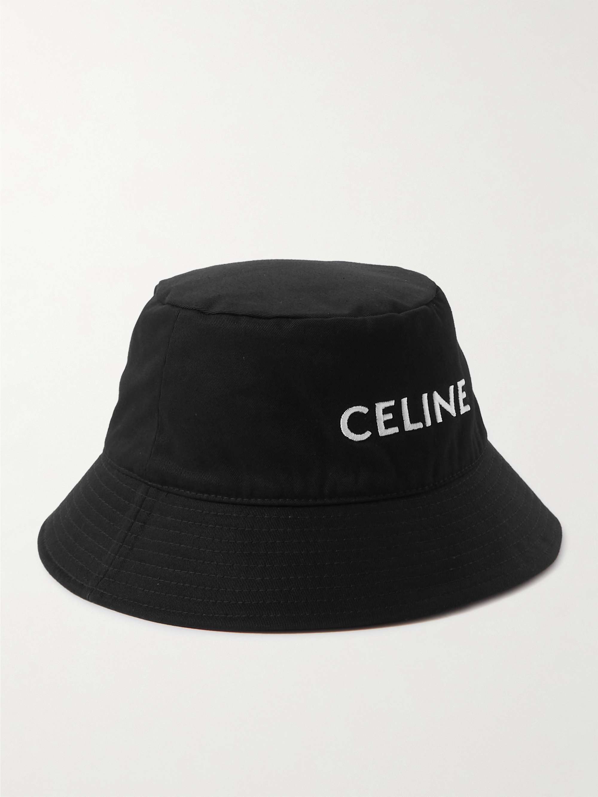 CELINE HOMME Bob Logo-Embroidered Tie-Dyed Denim Bucket Hat