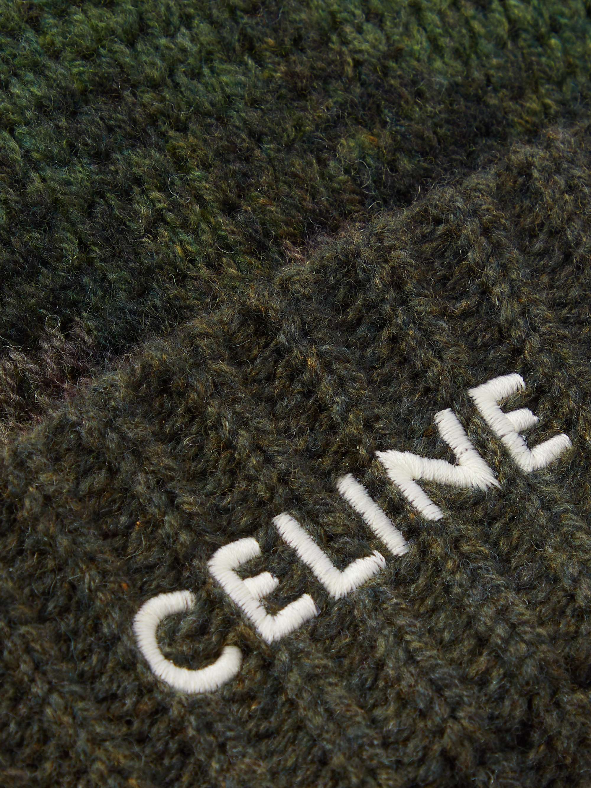 CELINE HOMME Logo-Embroidered Camouflage-Jacquard Wool Beanie