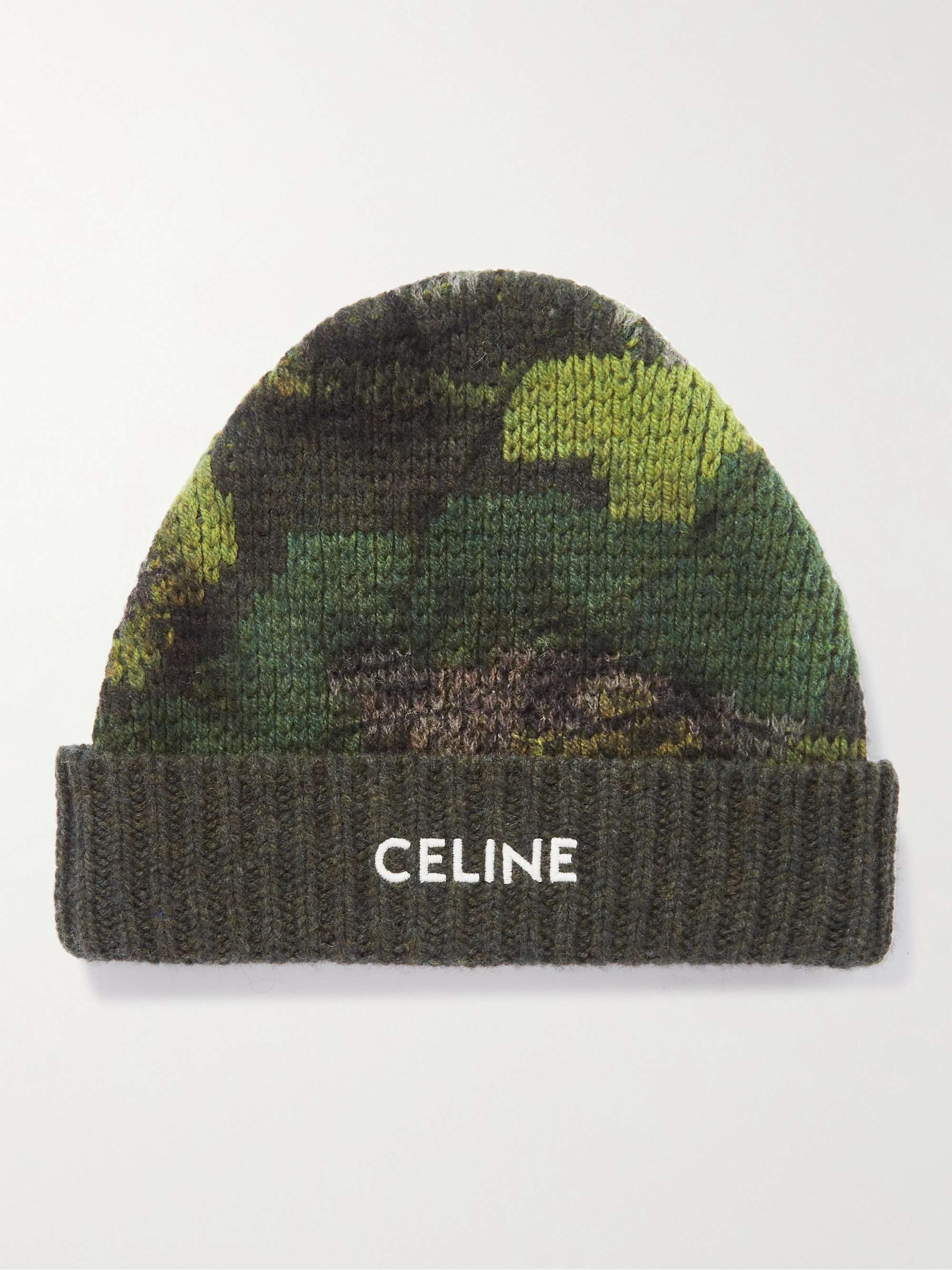 Logo-Embroidered Camouflage-Jacquard Wool Beanie