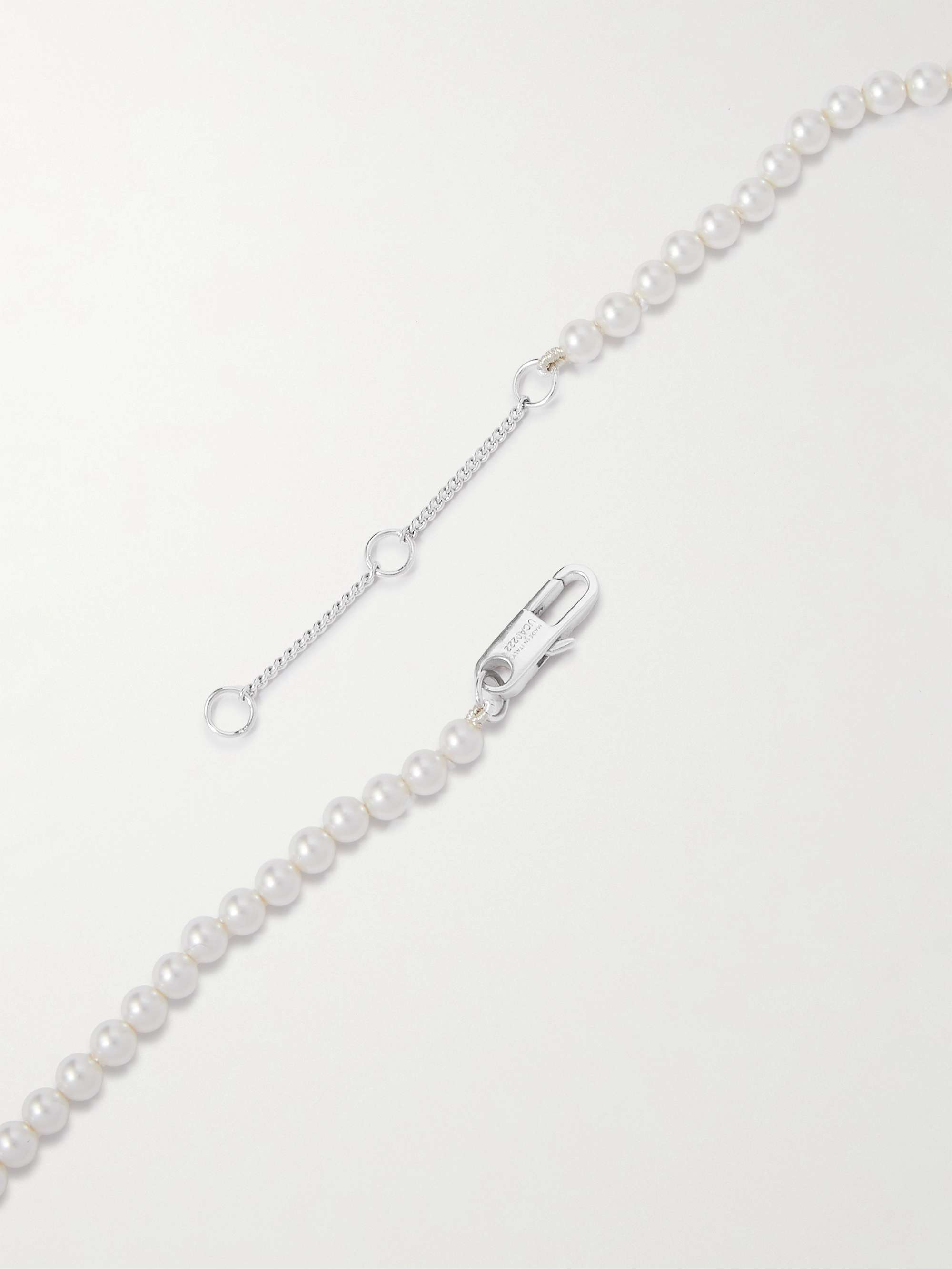 CELINE HOMME Silver-Tone Faux Pearl Necklace