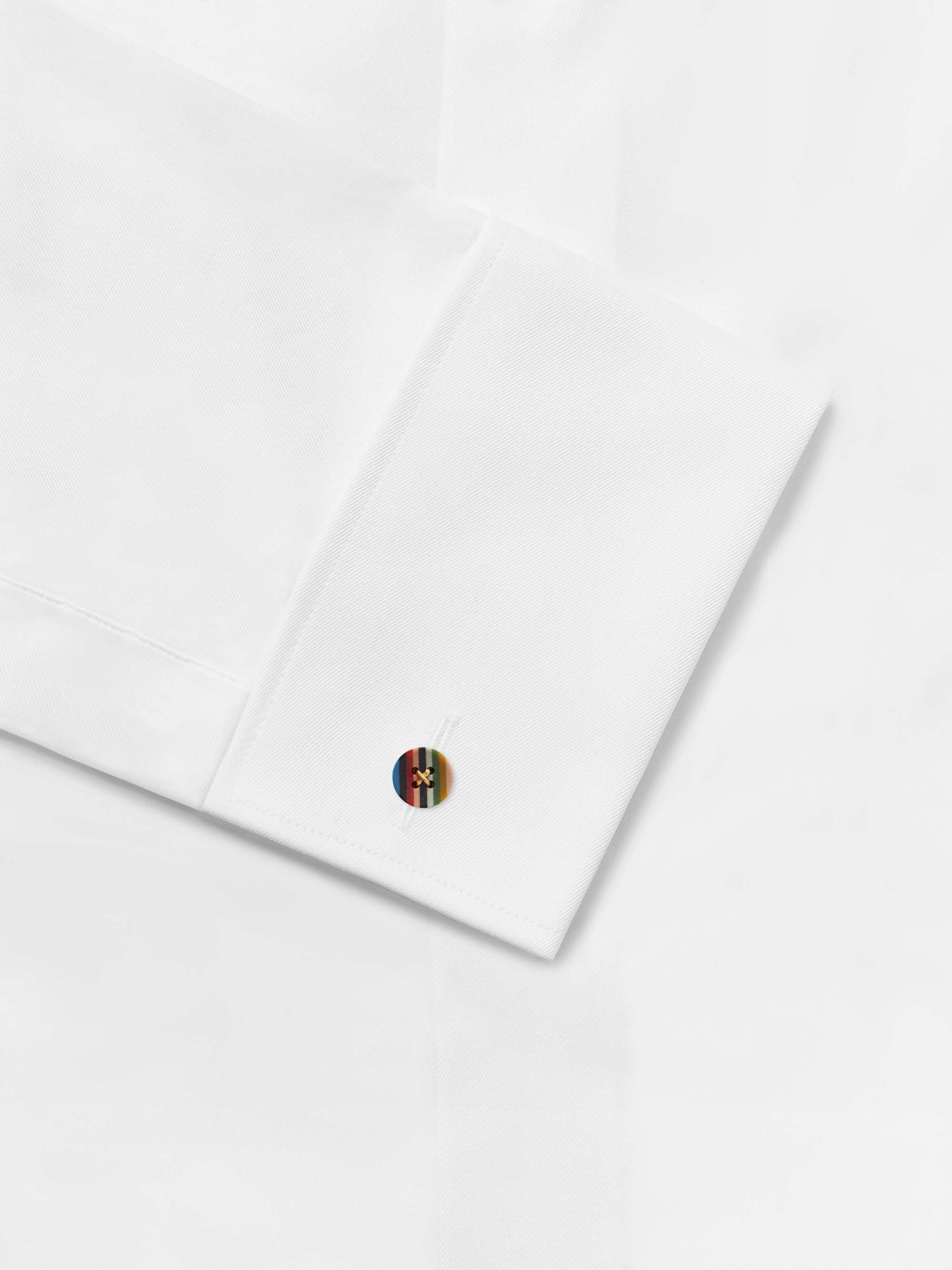 PAUL SMITH Button Silver- and Gold-Tone and Striped Enamel Cufflinks