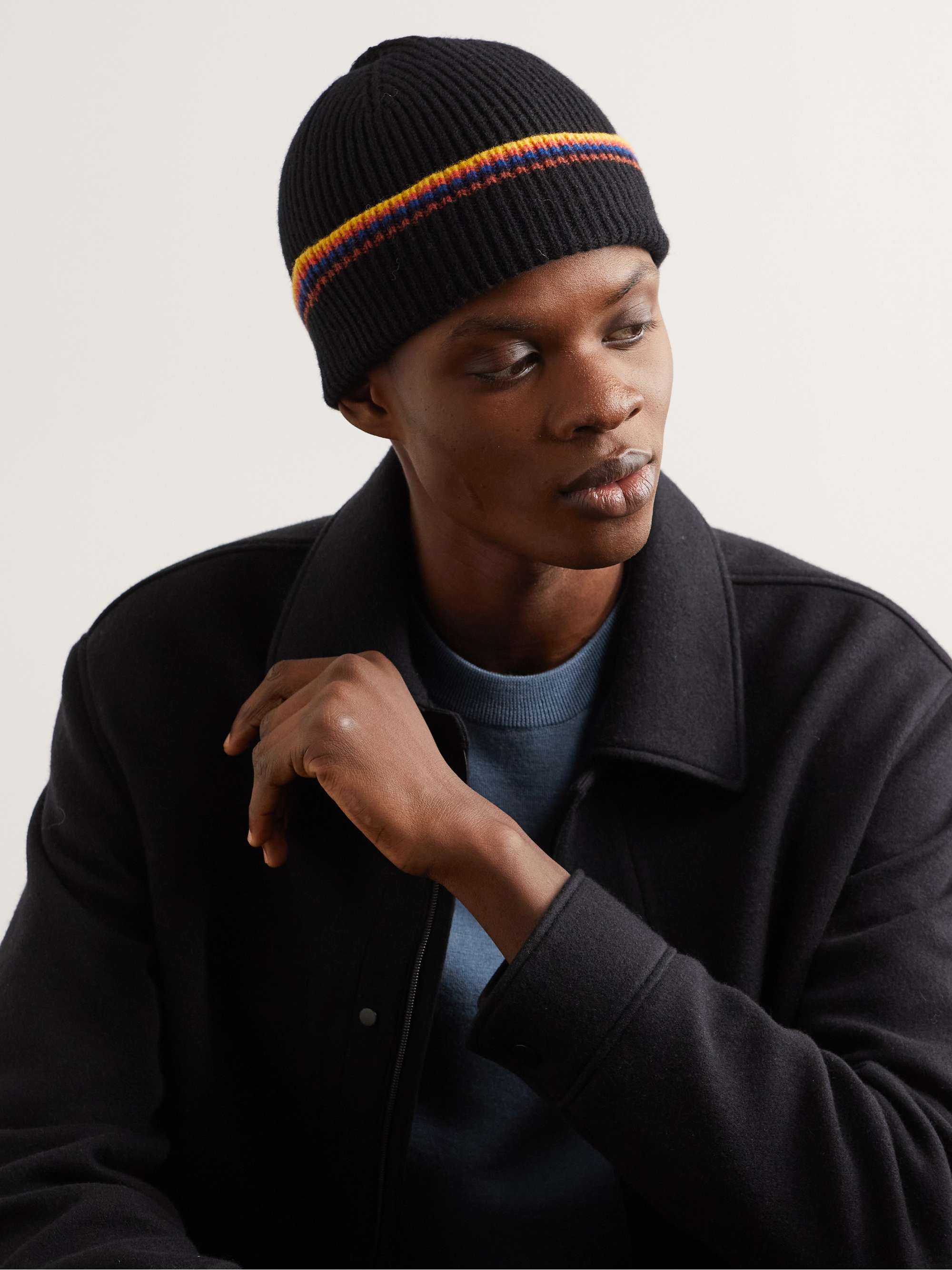 PAUL SMITH Striped Ribbed Wool Beanie for Men | MR PORTER
